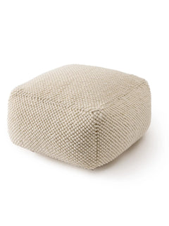 Handmade Wool Pouf/taburet Beads Cream