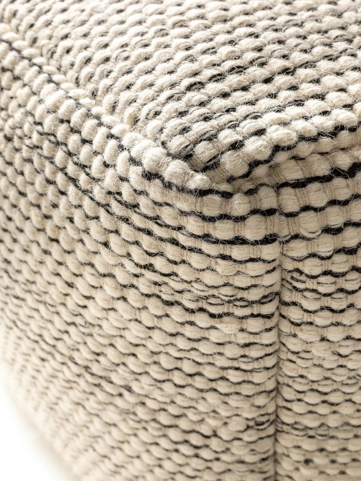 Handmade Wool Pouf/taburet Rocco Beige/Black