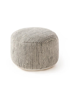Handmade Wool Pouf/taburet Rocco Beige/Black