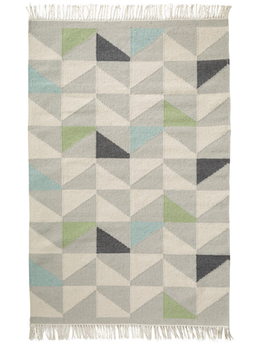 Covor de lână Stem Grey/Turquoise