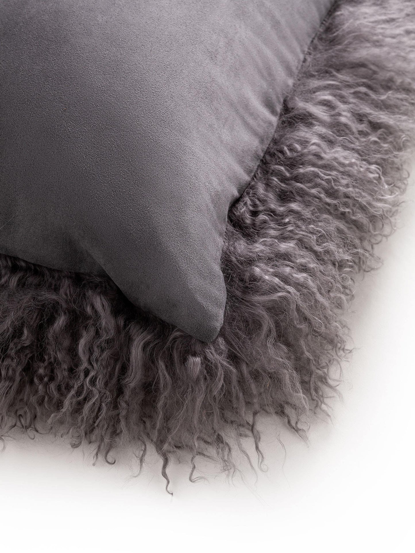 Long hair sheepskin cushion cover Wilson Grey 