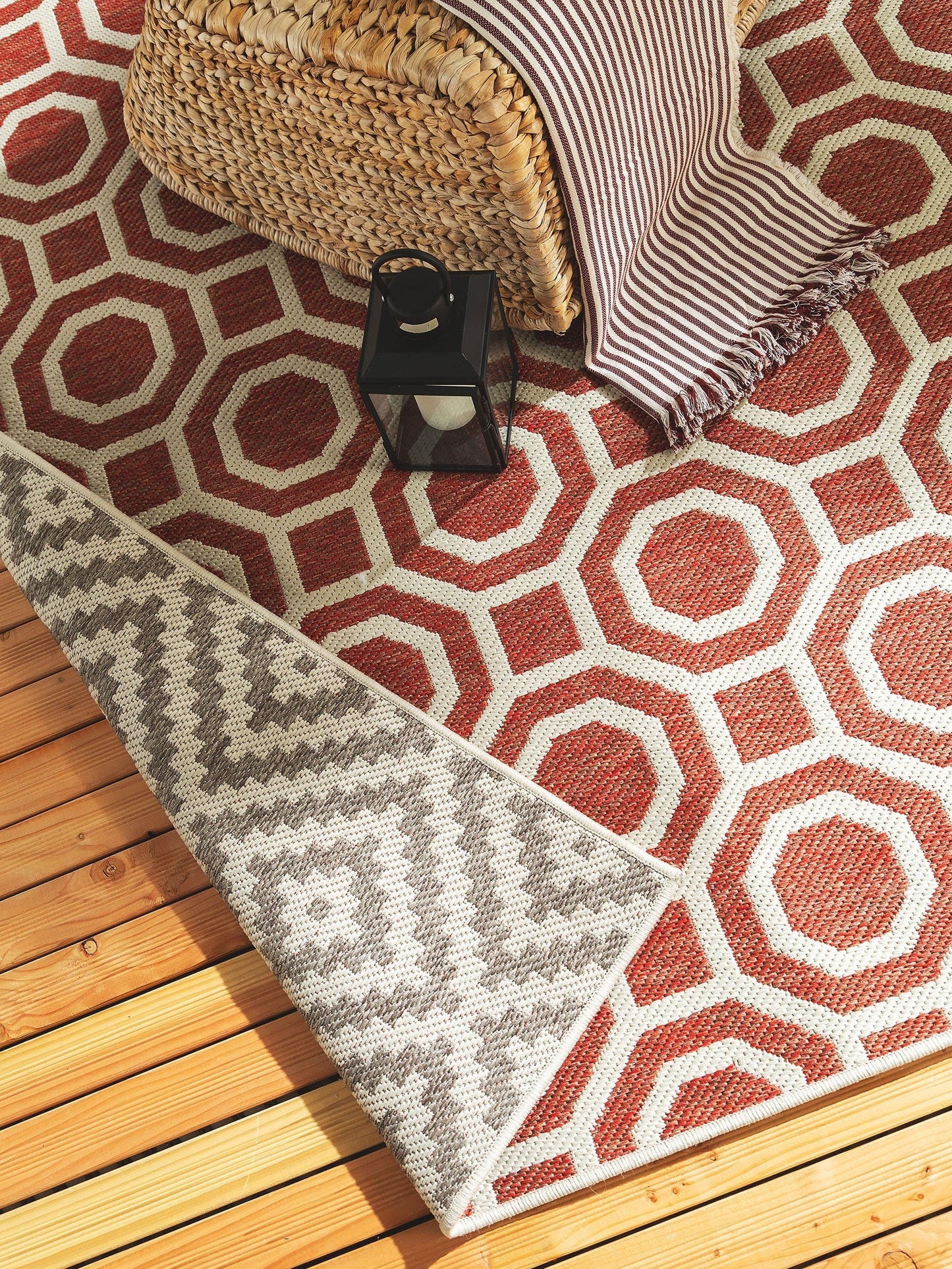 Covor reversibil Terrazzo Beige/Red 