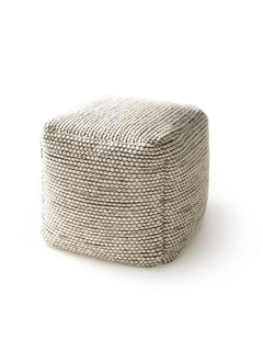 Handmade Wool Pouf/taburet Rocco Beige/Black