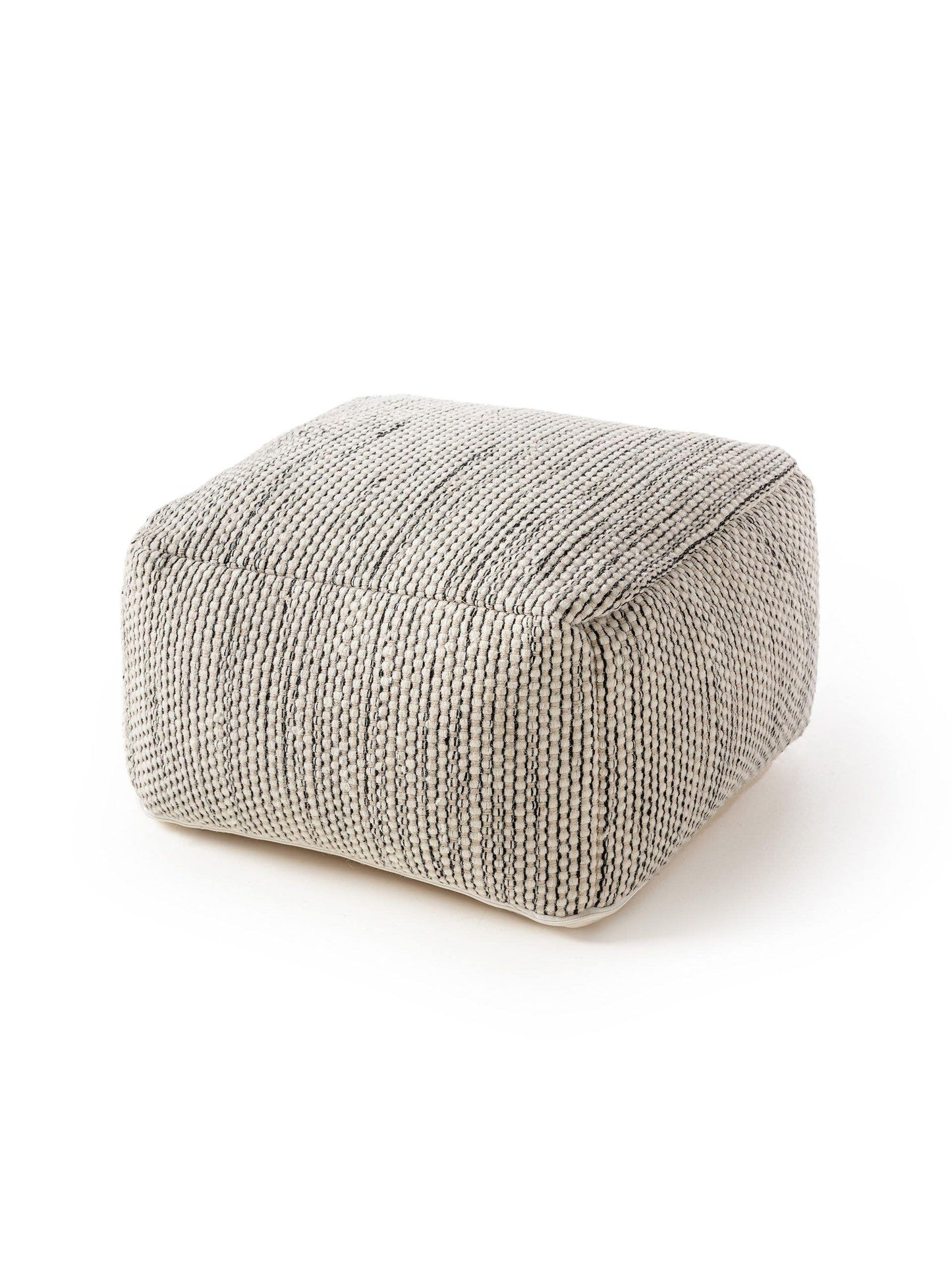 Handmade Wool Pouf/taburet Rocco Beige/Black 