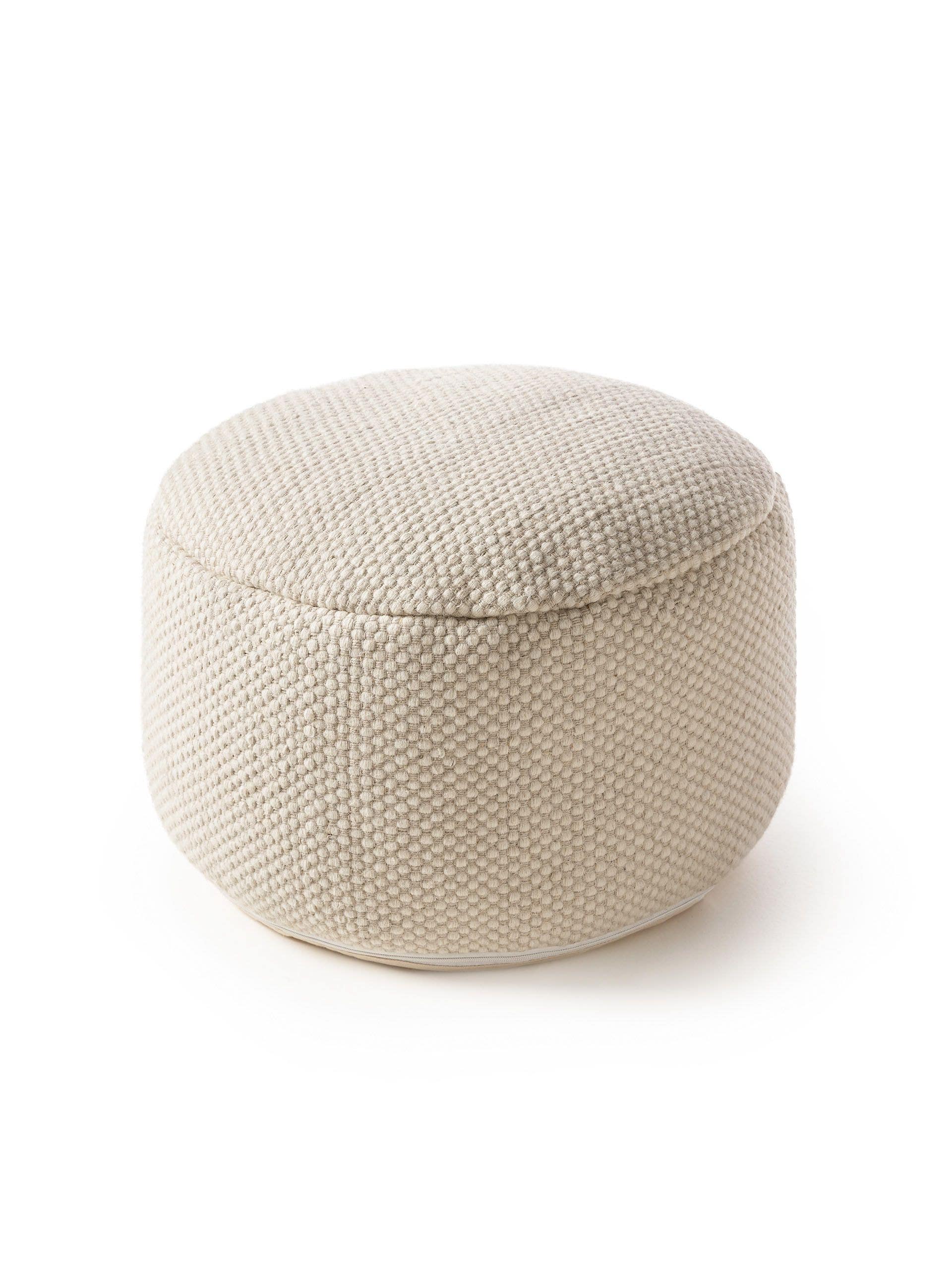 Handmade Wool Pouf/taburet Rocco White 