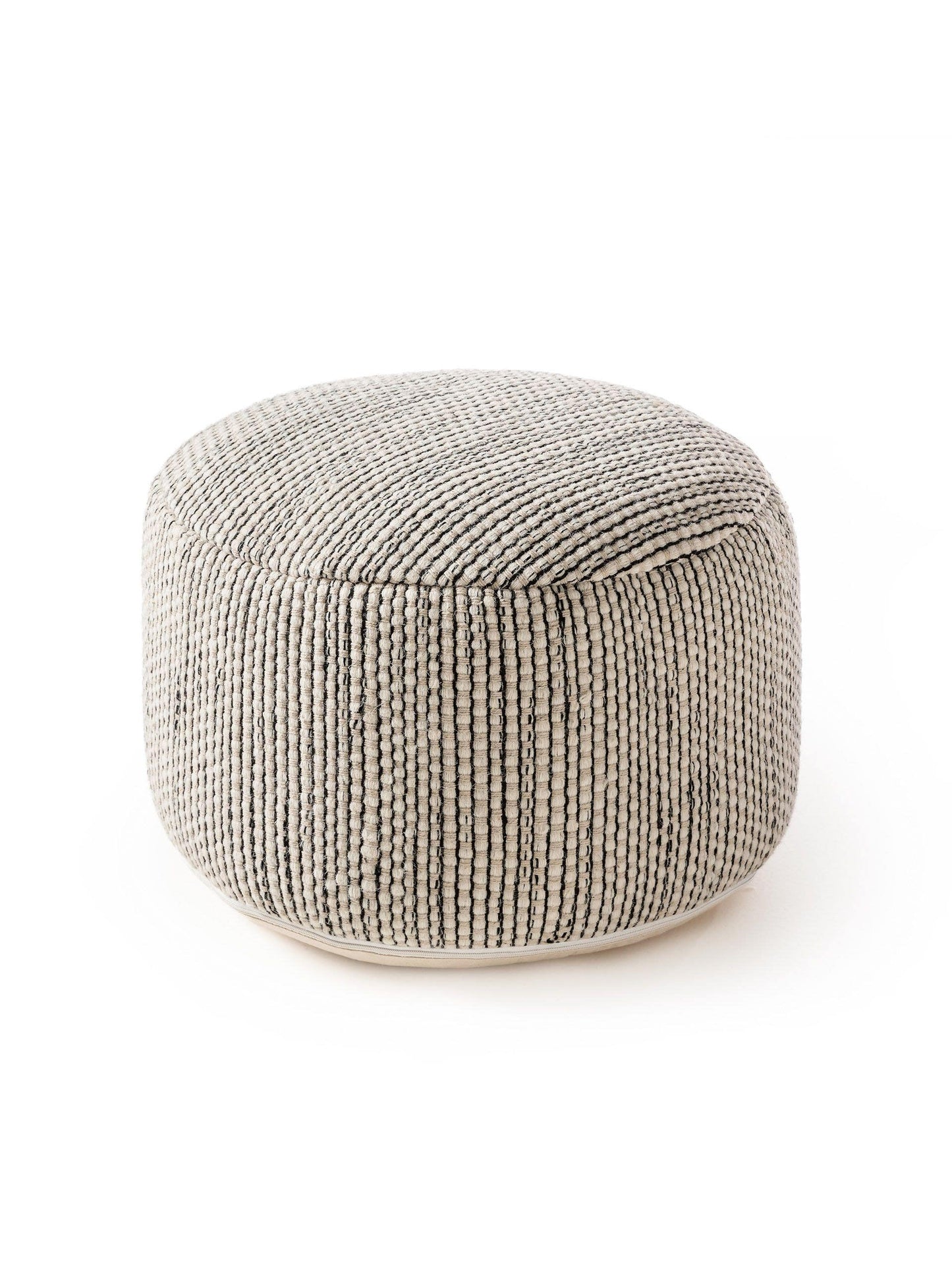 Handmade Wool Pouf/taburet Rocco Beige/Black 