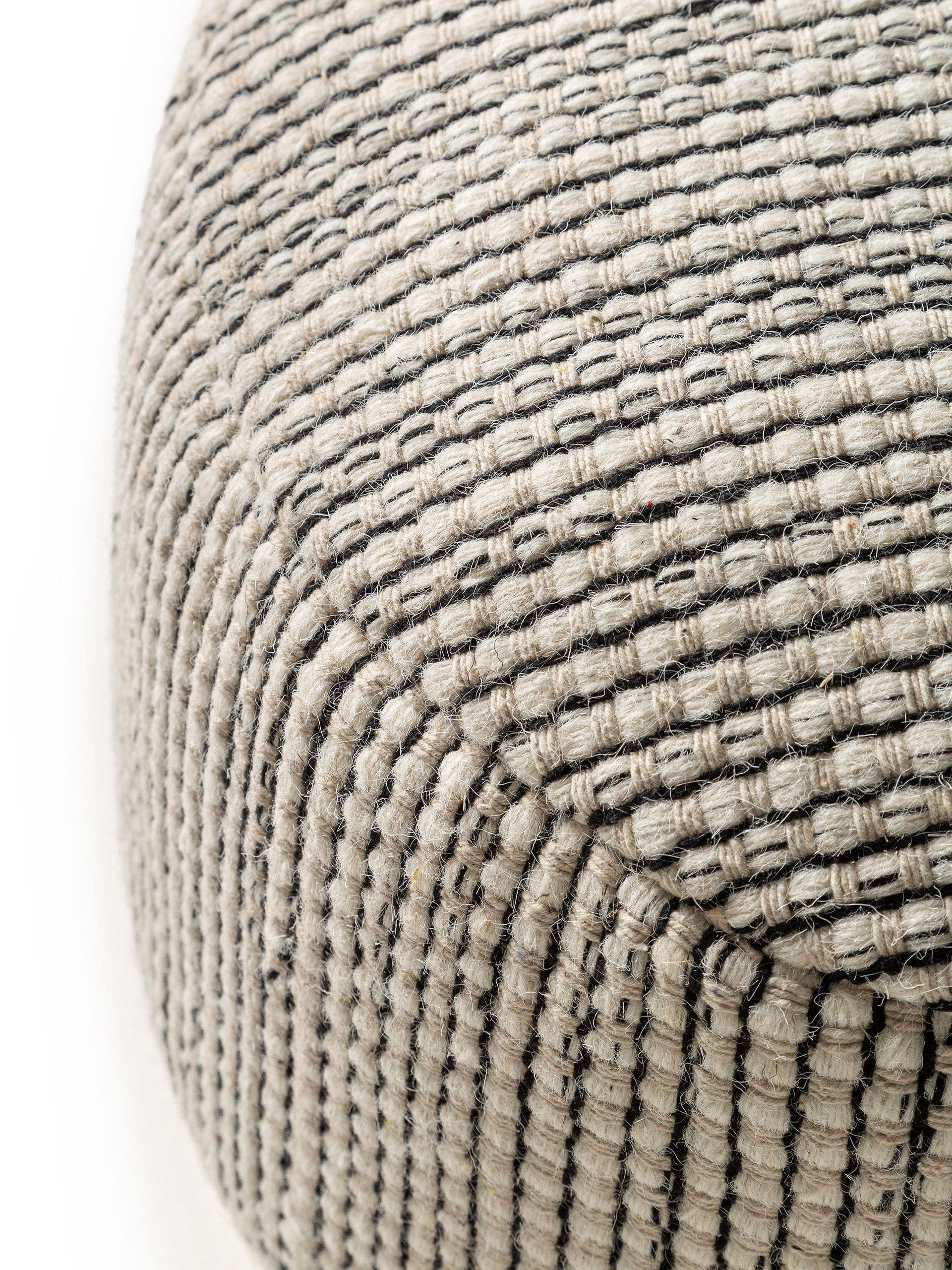 Handmade Wool Pouf/taburet Rocco Beige/Black 