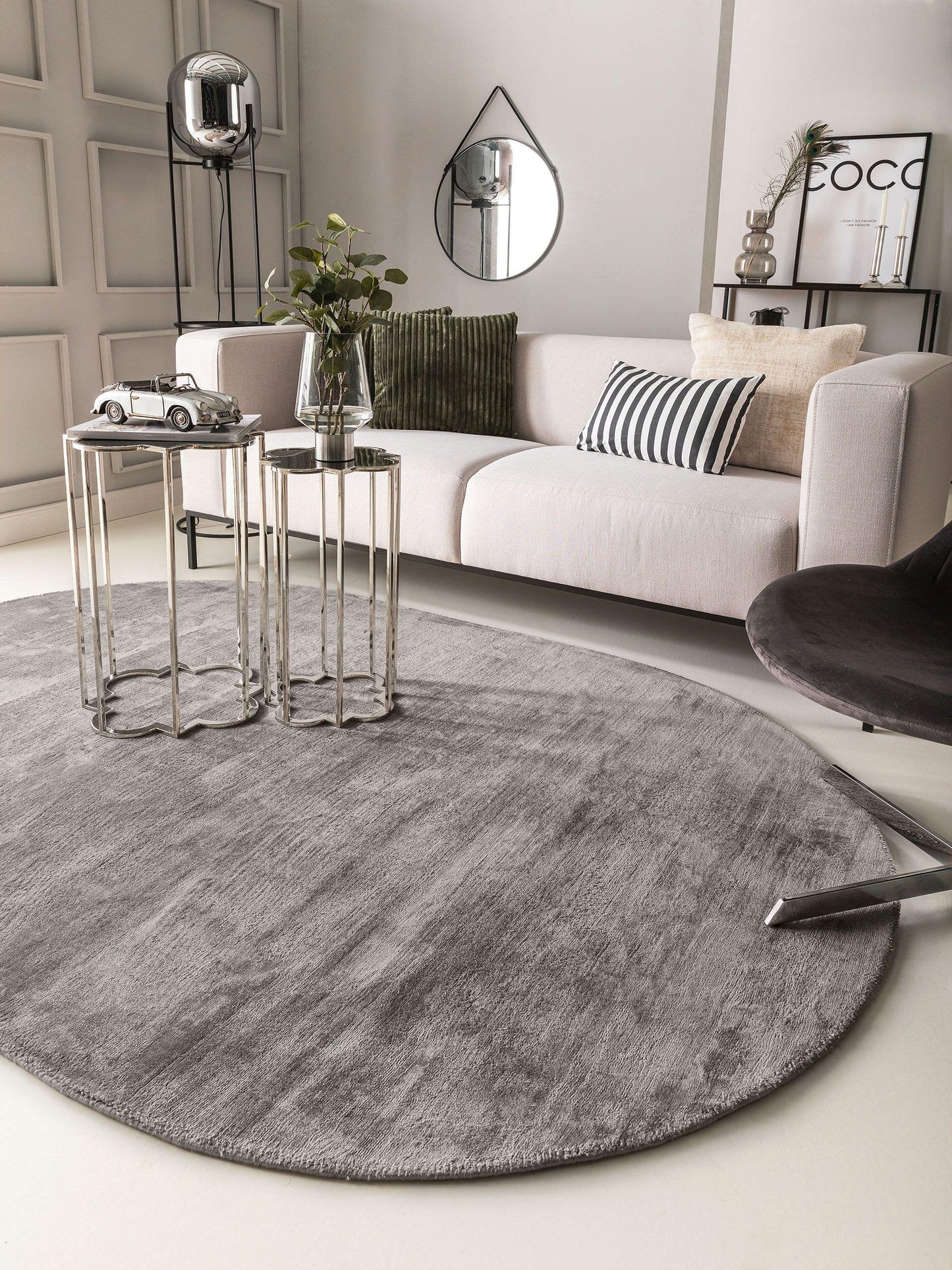 Covor din vâscoză Oval Nela Grey 