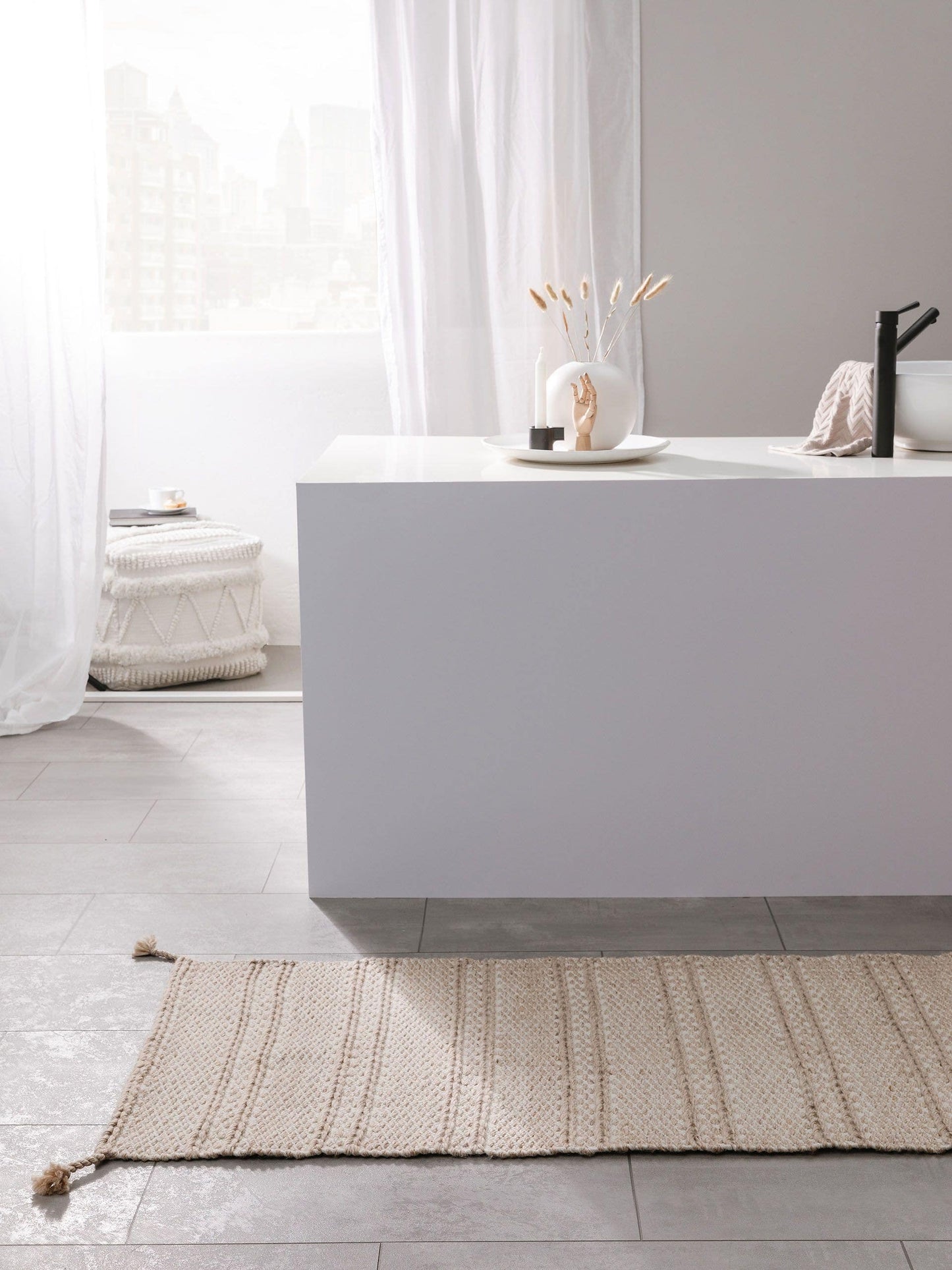 Covor din materiale reciclate Rene Beige 