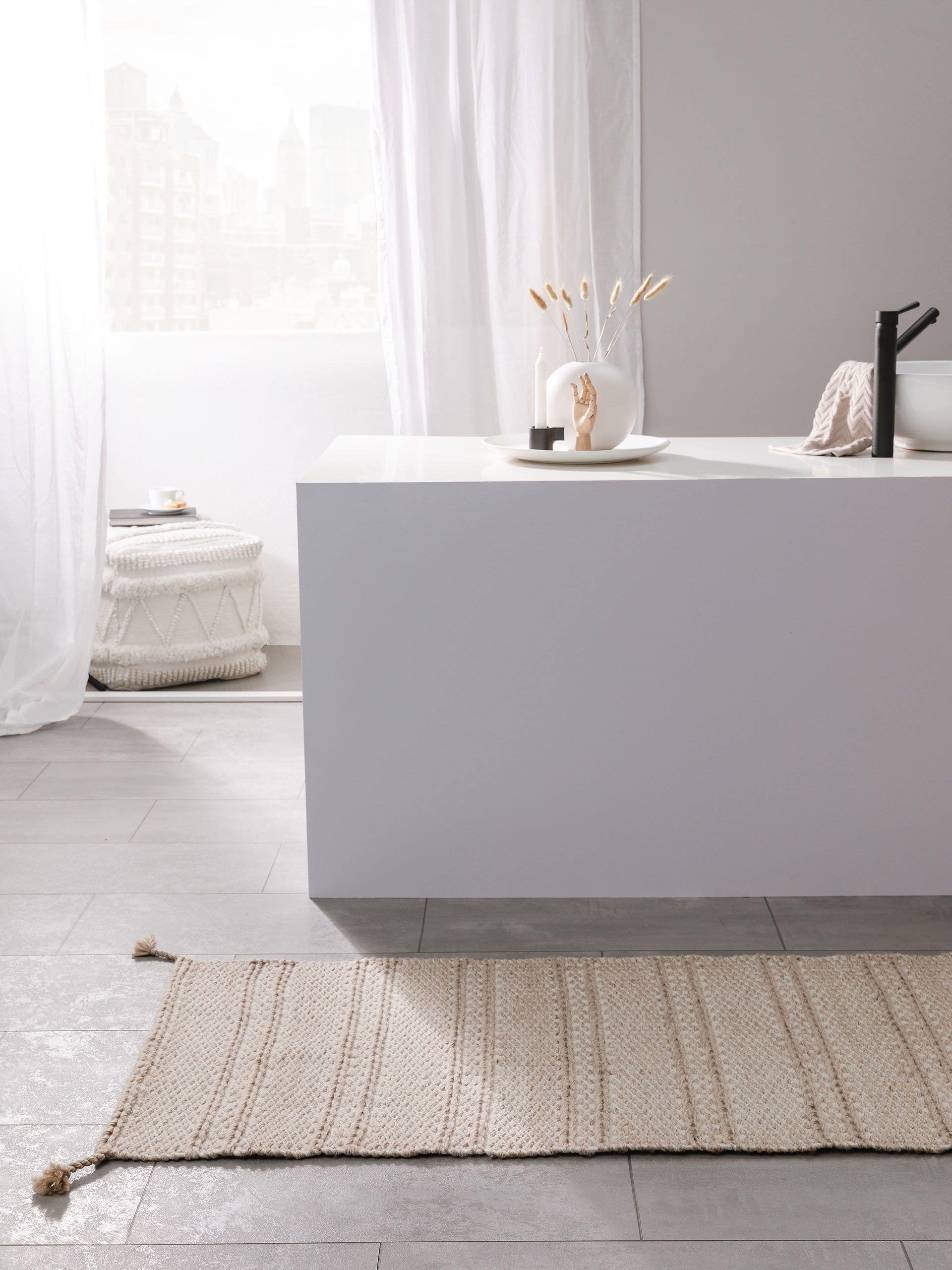 Covor din materiale reciclate Rene Beige 