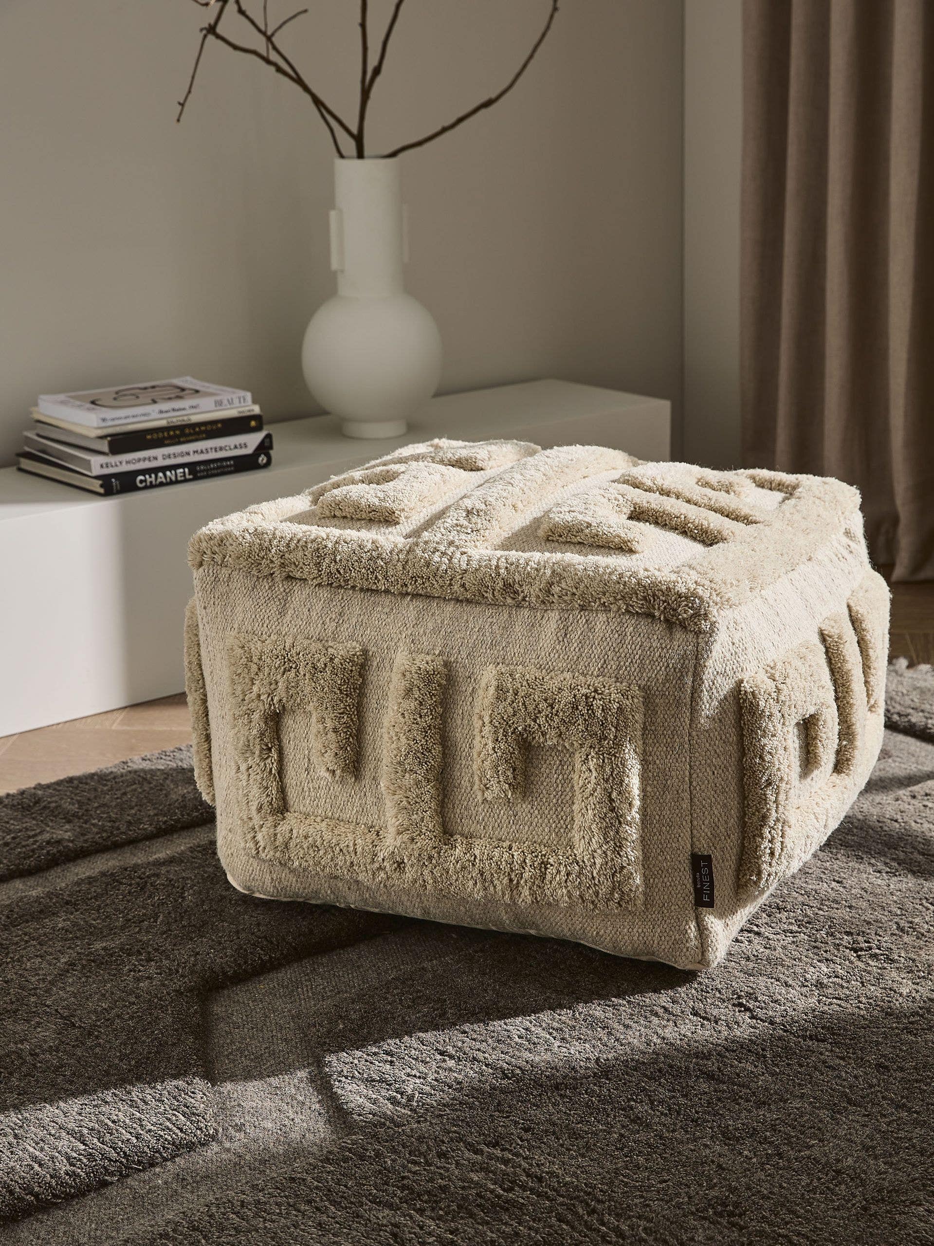 Handmade Wool Pouf/taburet Minos Cream 