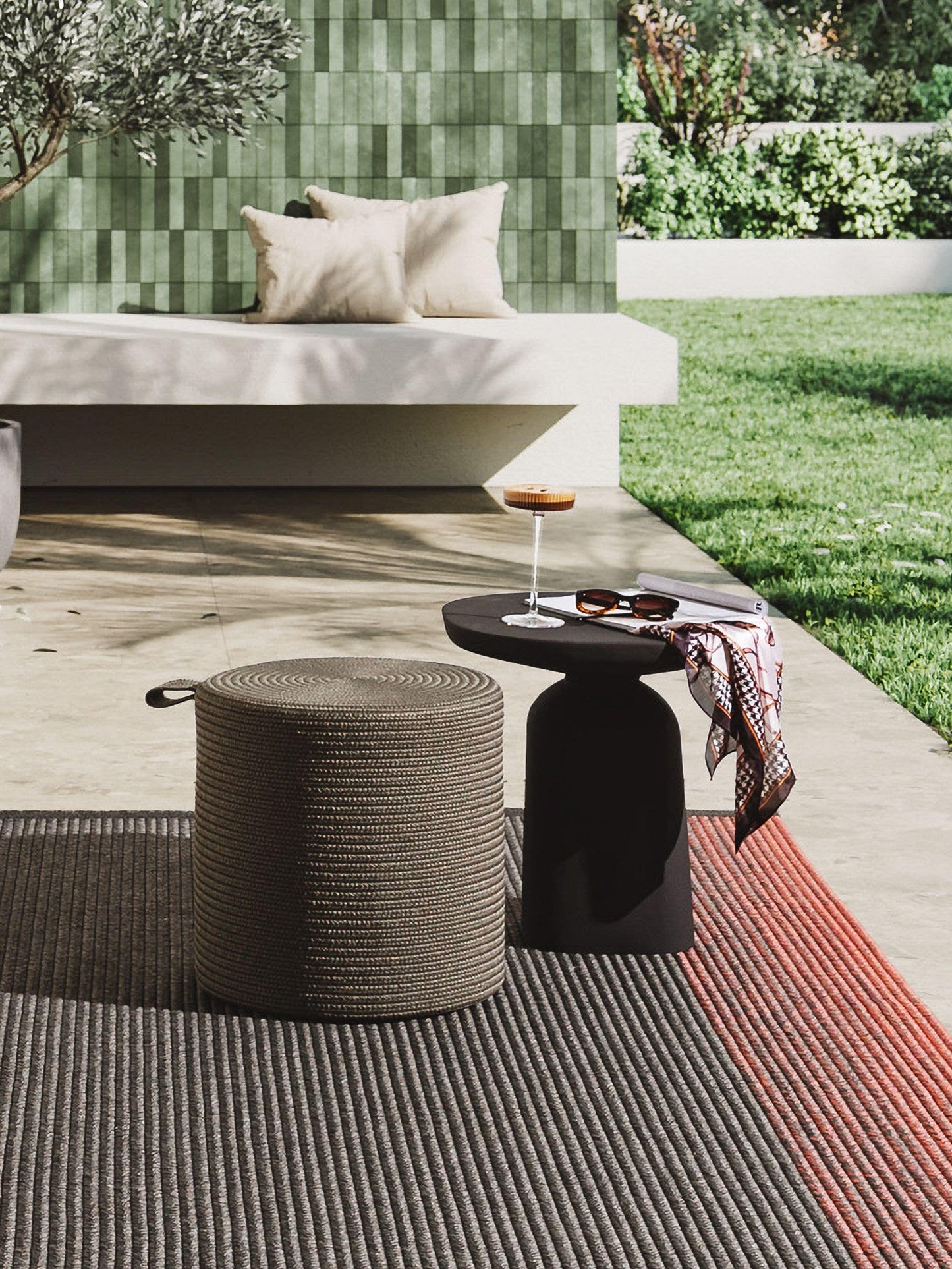 Pouf/taburet interior/exterior Noe Grey/Taupe 