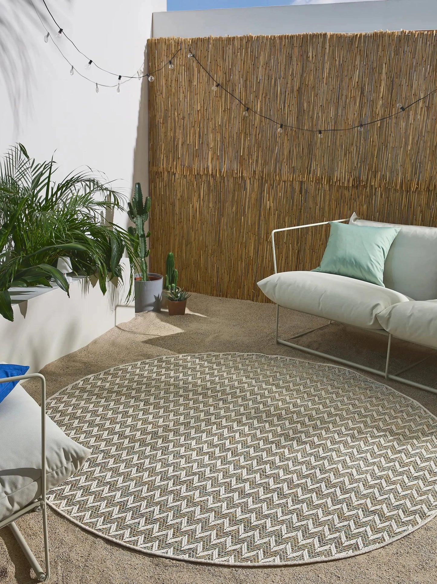 Covor rotund interior/exterior Agra Blue/Cream 