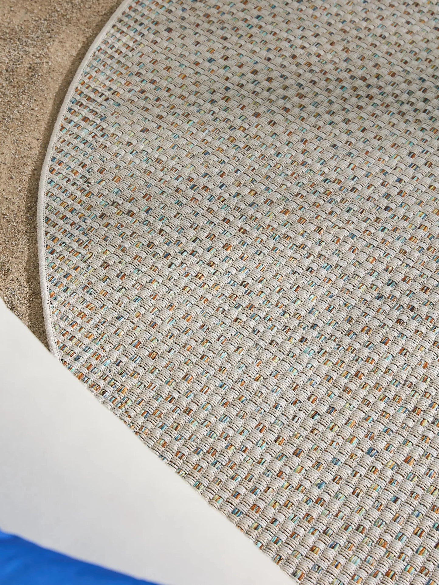 Covor rotund interior/exterior Agra Cream/Blue 