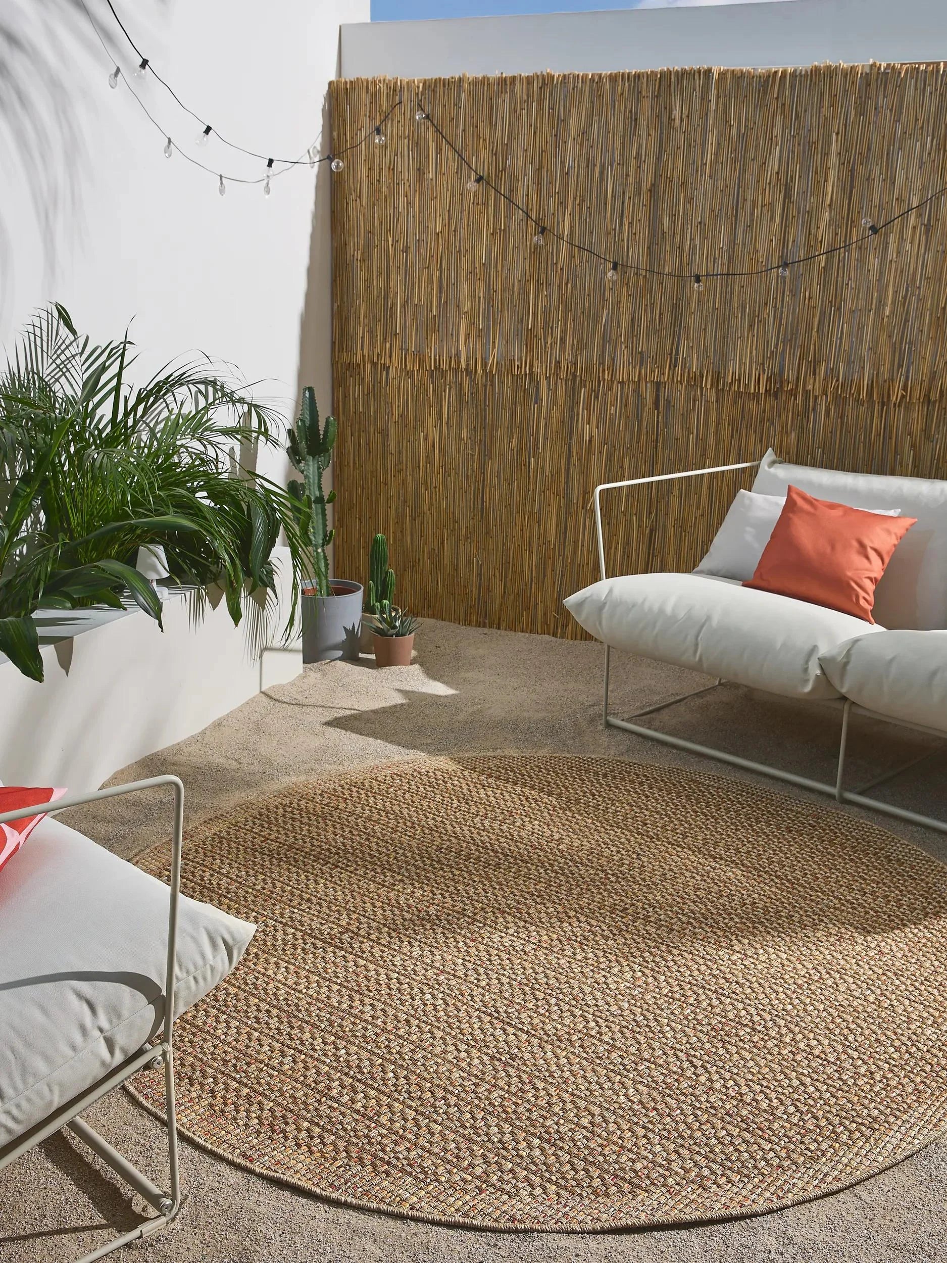Covor rotund interior/exterior Agra Multicolour/Beige 