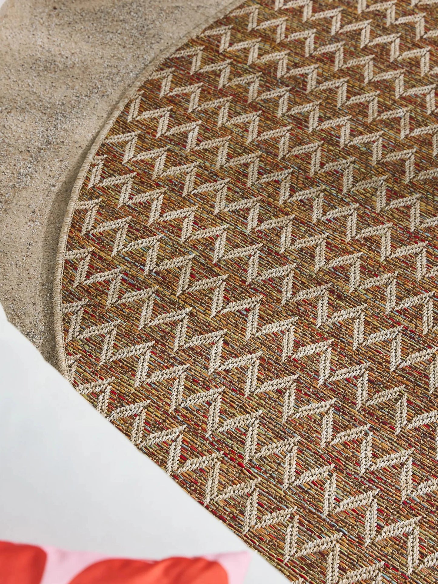Covor rotund interior/exterior Agra Beige/Multicolour 