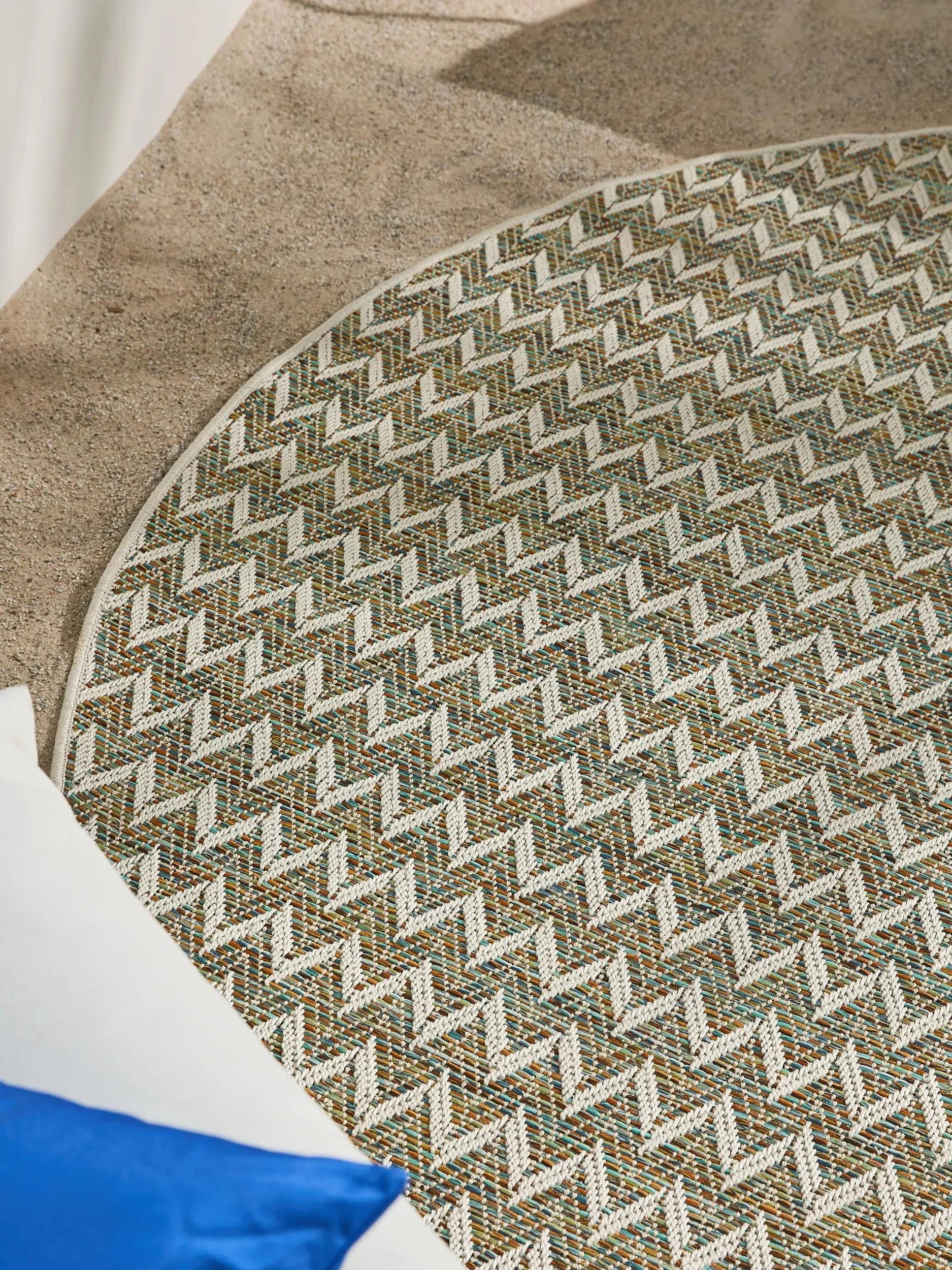 Covor rotund interior/exterior Agra Blue/Cream 