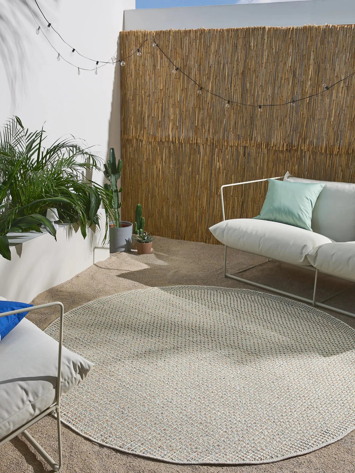 Covor rotund interior/exterior Agra Cream/Blue 