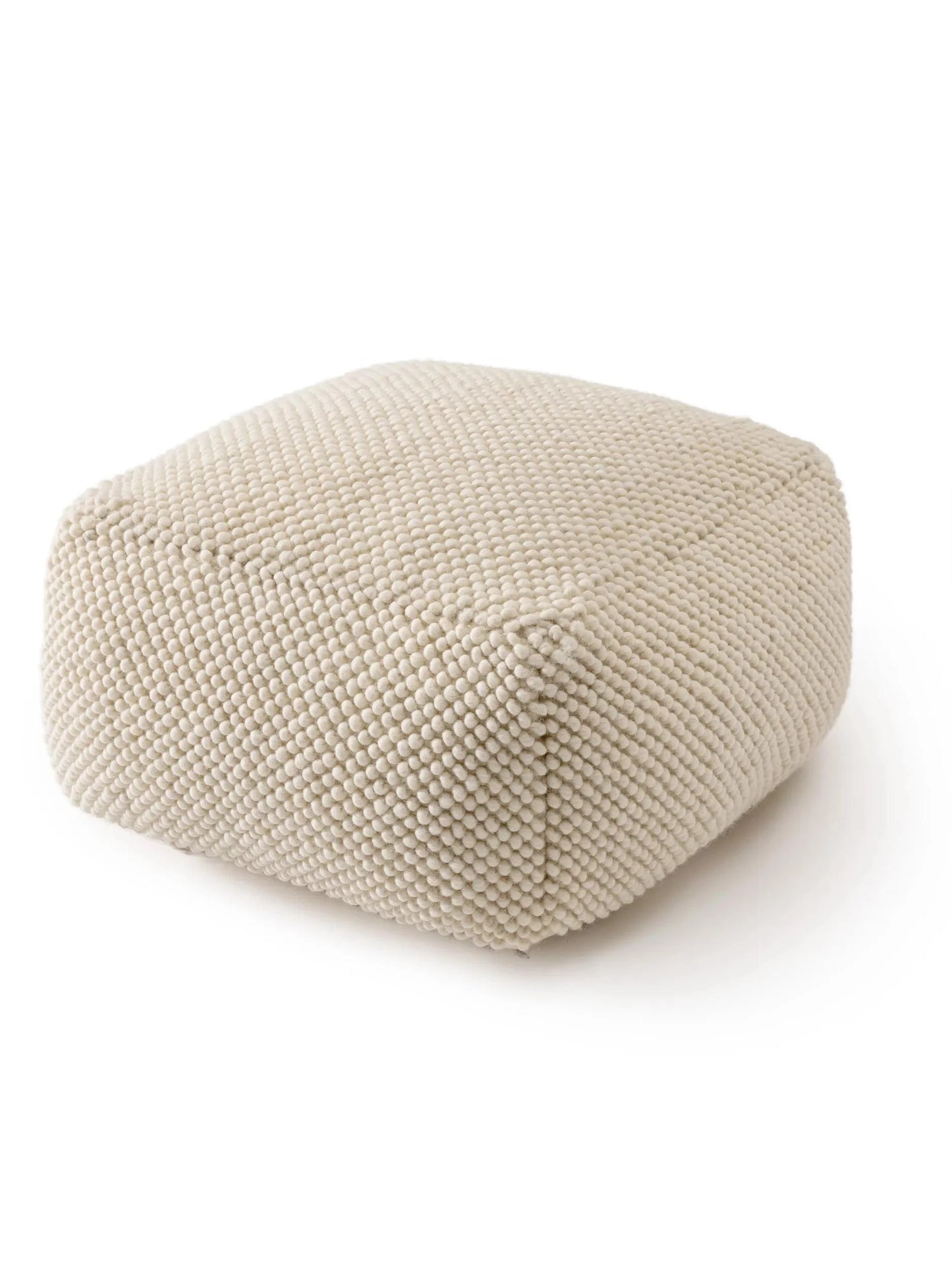 Handmade Wool Pouf/taburet Beads Cream 