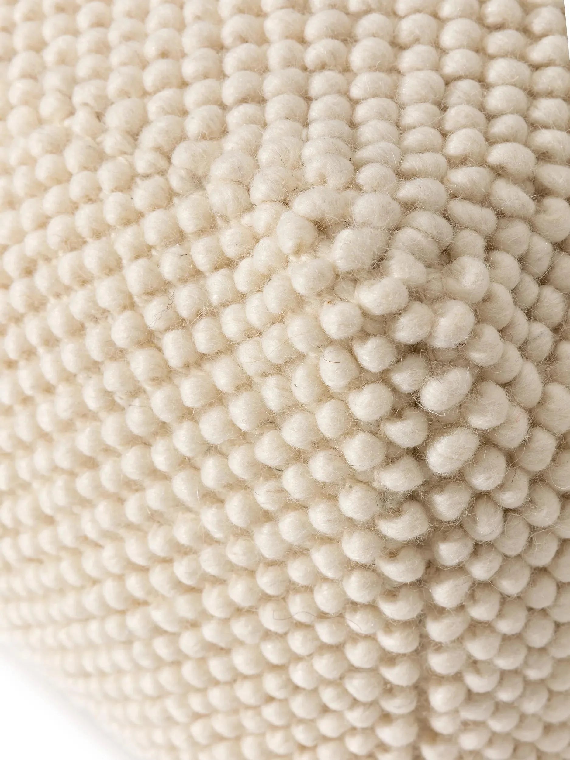 Handmade Wool Pouf/taburet Beads Cream 