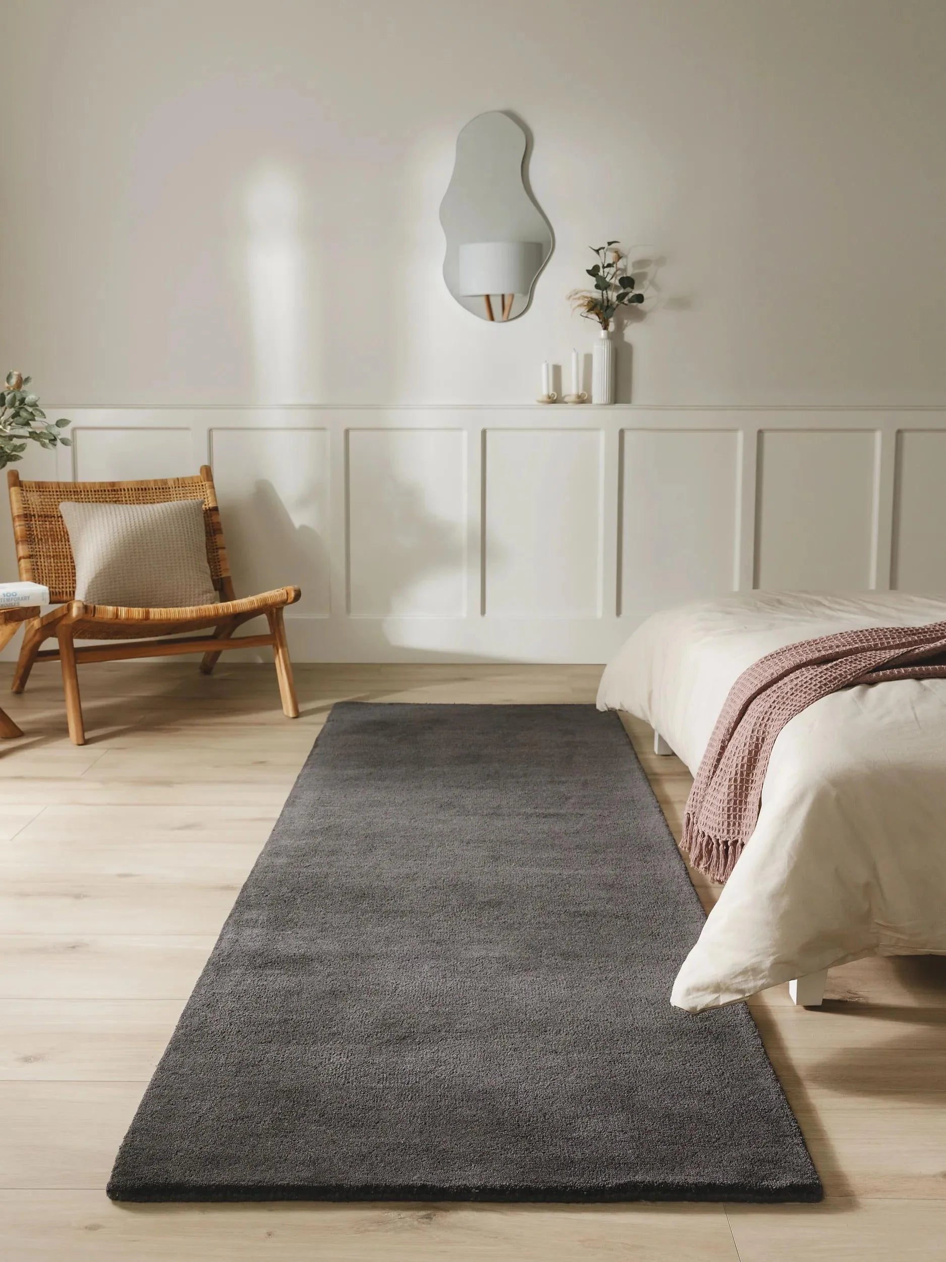 Traversă din lână Bent Charcoal 