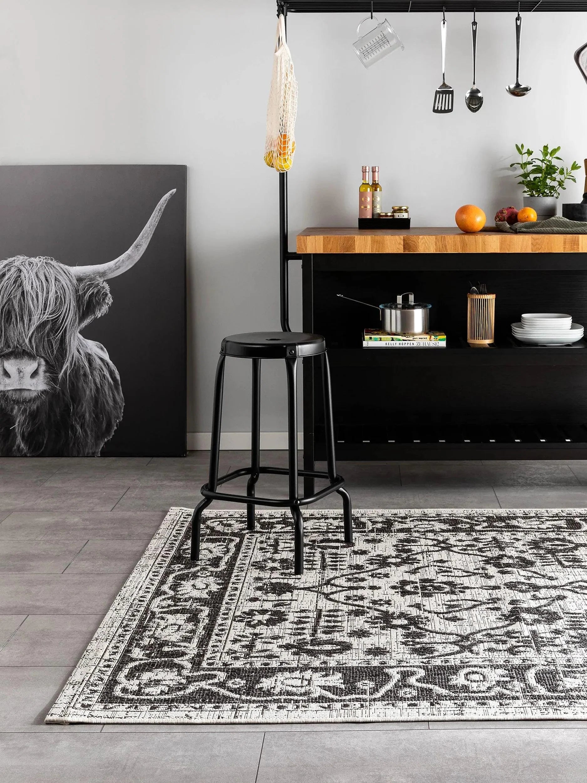 Covor interior/exterior Cleo White/Black 