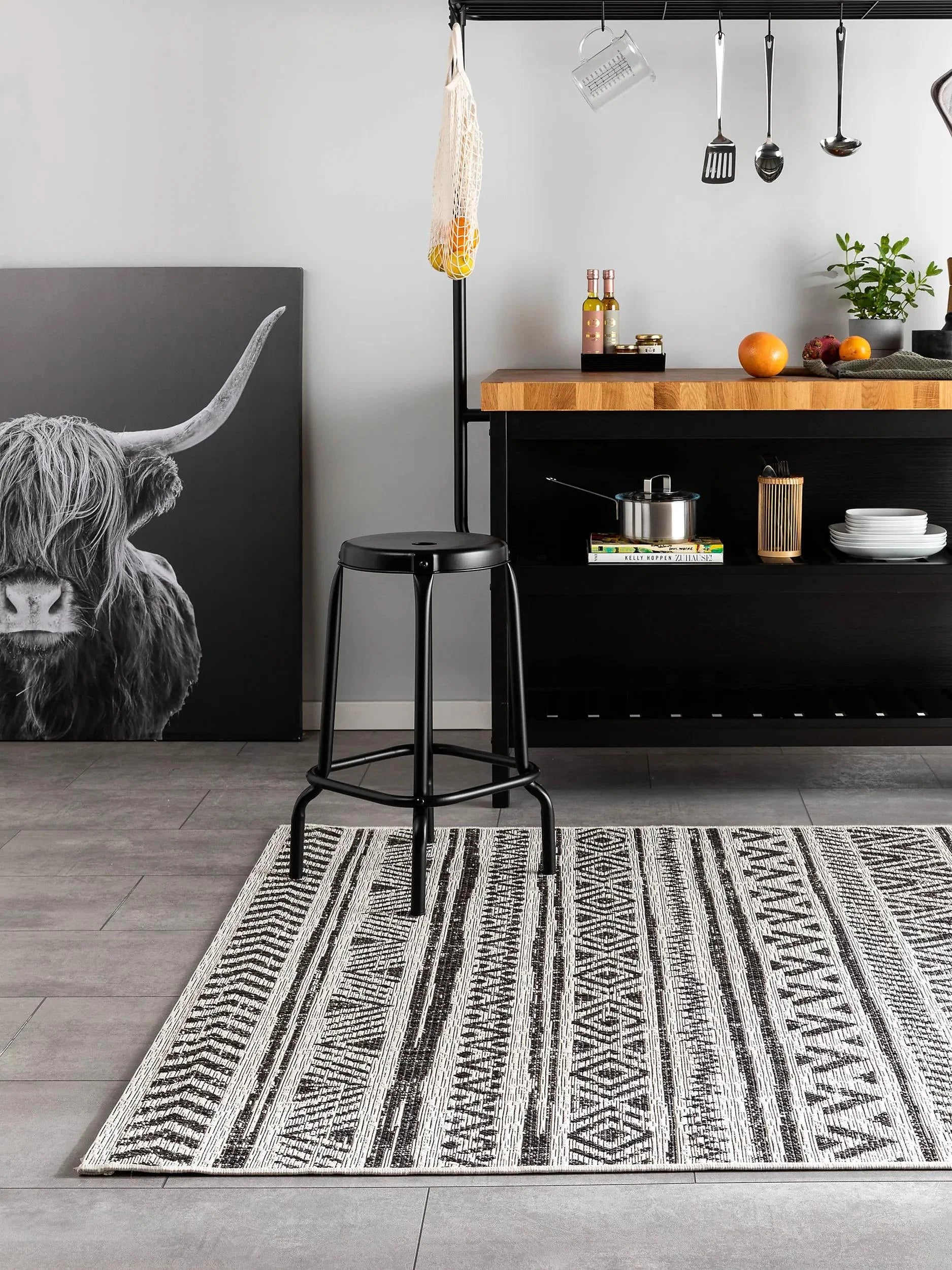 Covor interior/exterior Cleo White/Black 