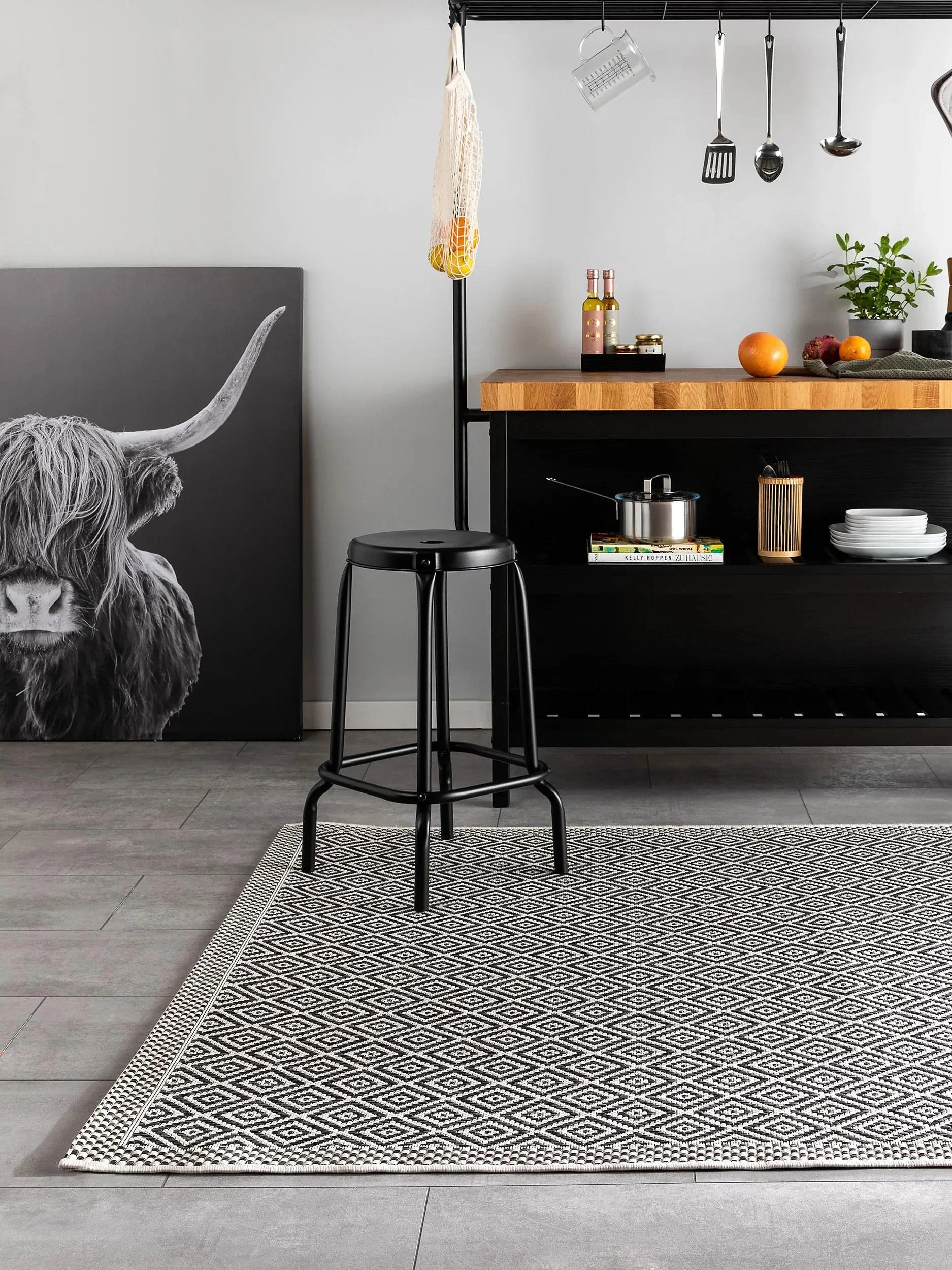 Covor interior/exterior Cleo White/Black 
