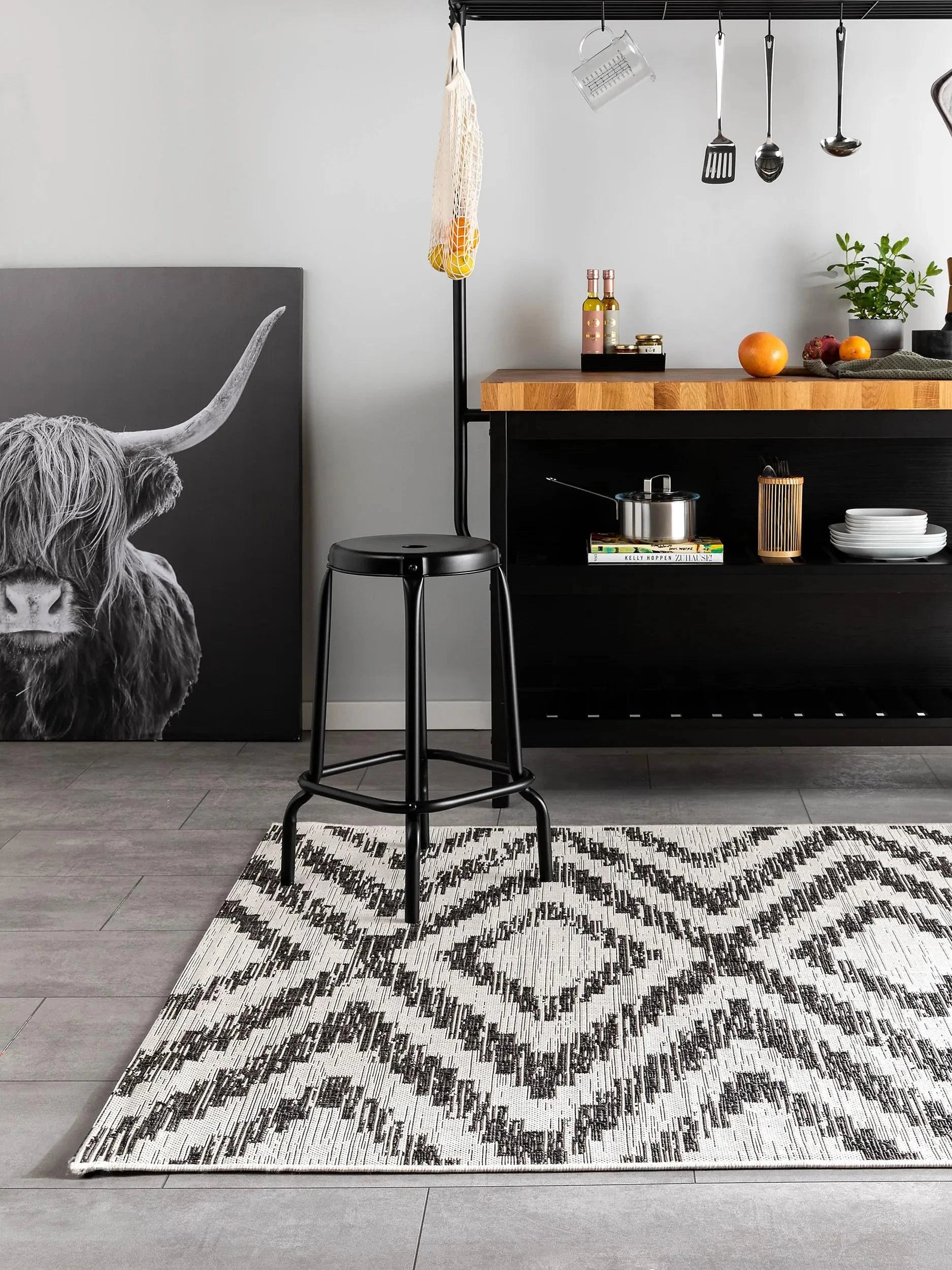 Covor interior/exterior Cleo White/Black