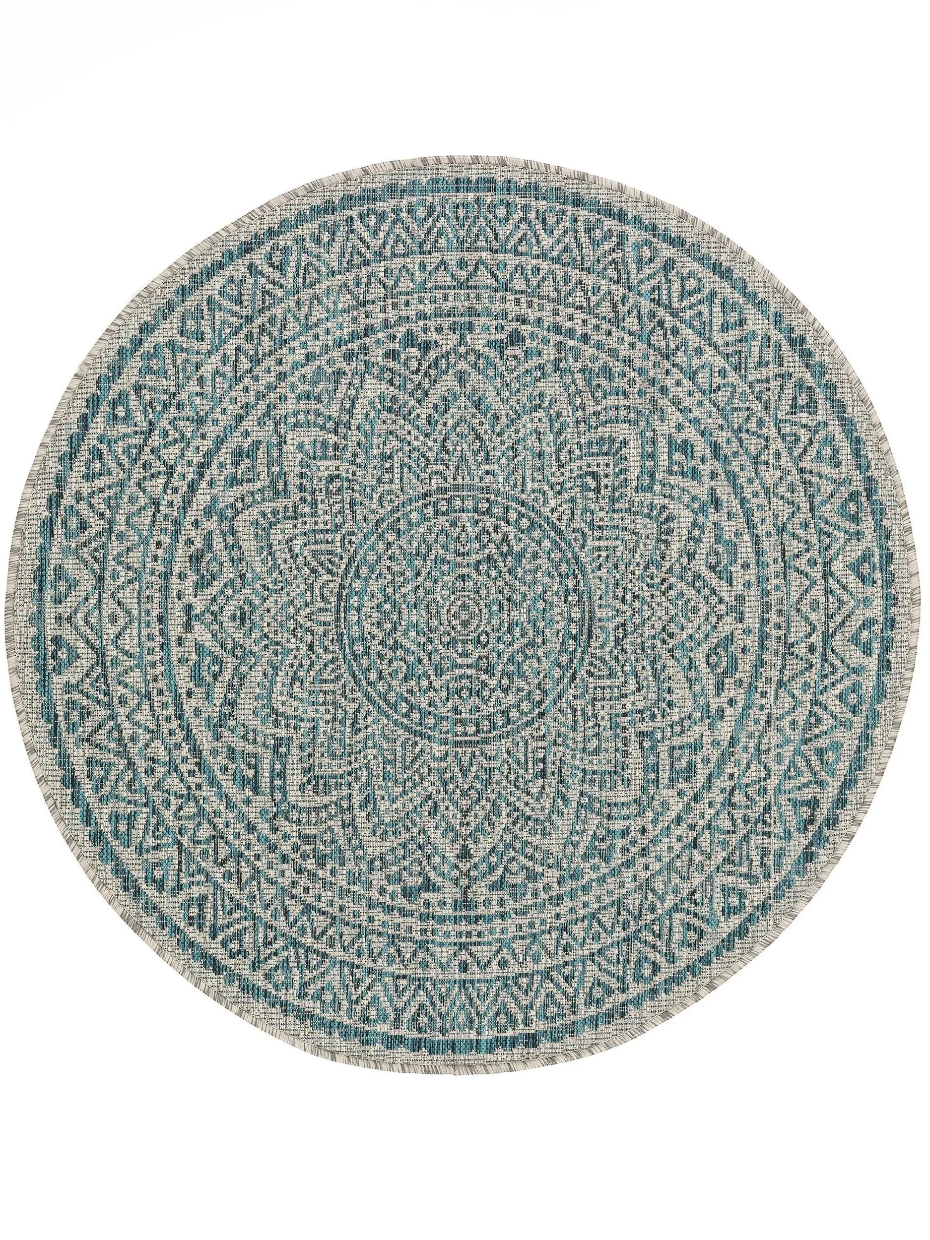 Covor rotund interior/exterior Cleo Beige/Blue 