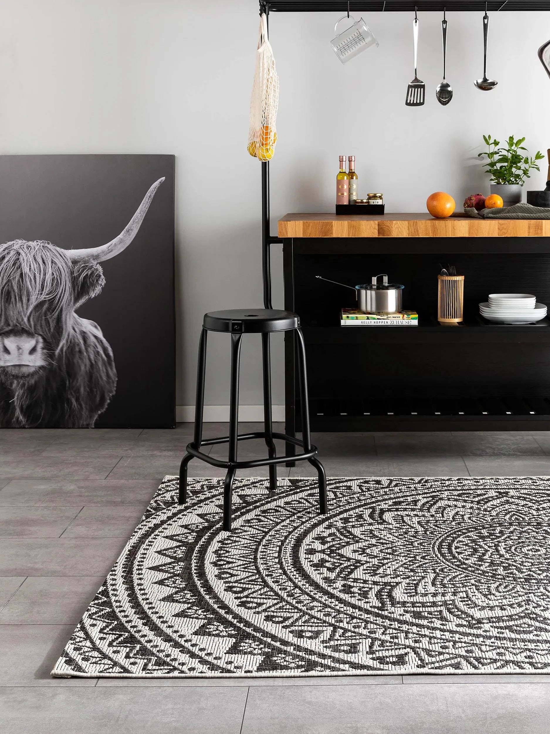 Covor interior/exterior Cleo White/Black