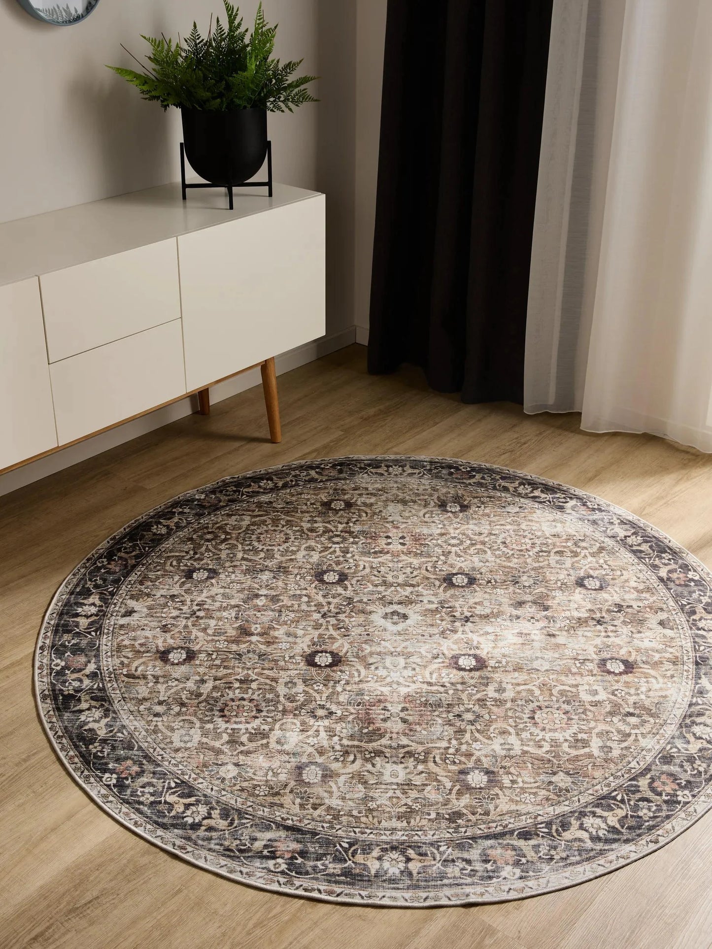 Covor lavabil George Charcoal/Taupe 