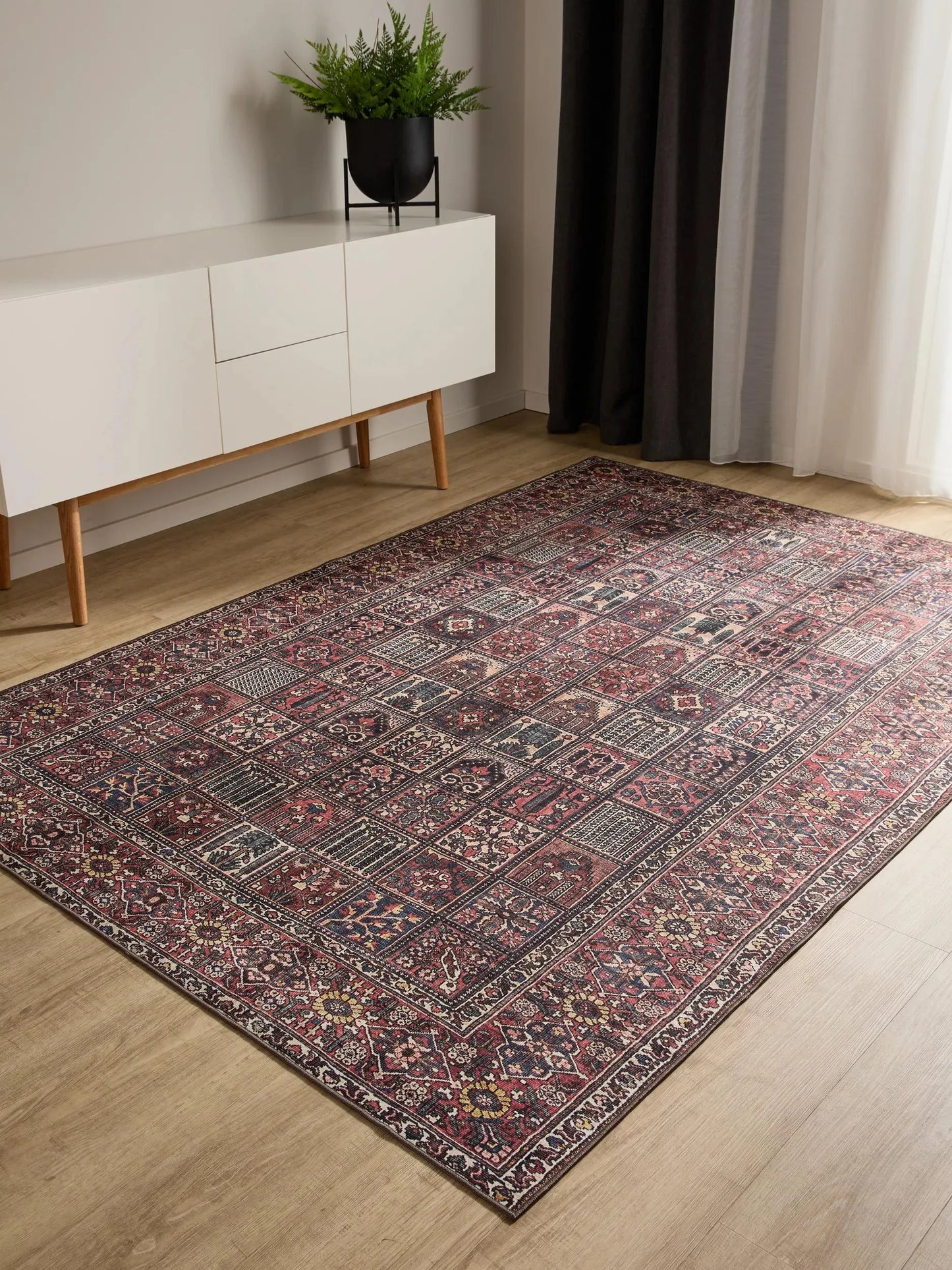 Covor lavabil George Multicolour/Red 