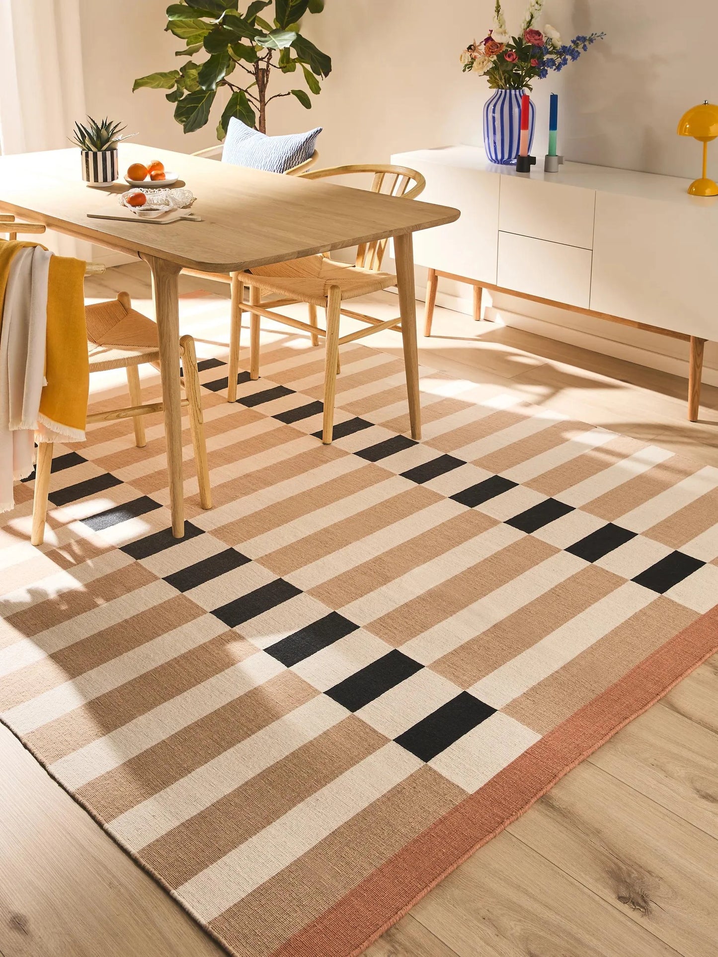 Covor țesătură plată Judith Beige/Black