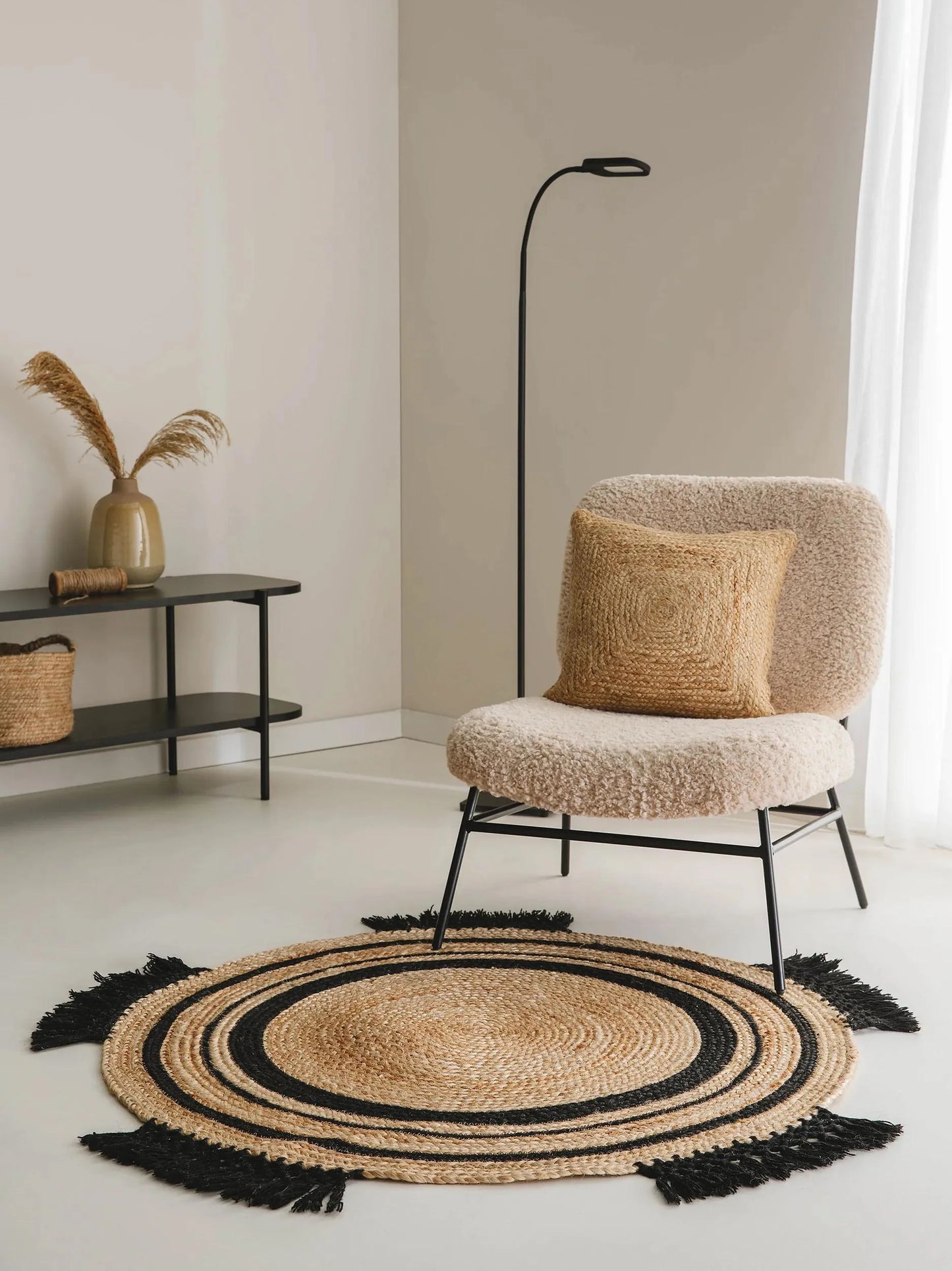 Covor iută Jutta Light Brown/Black 