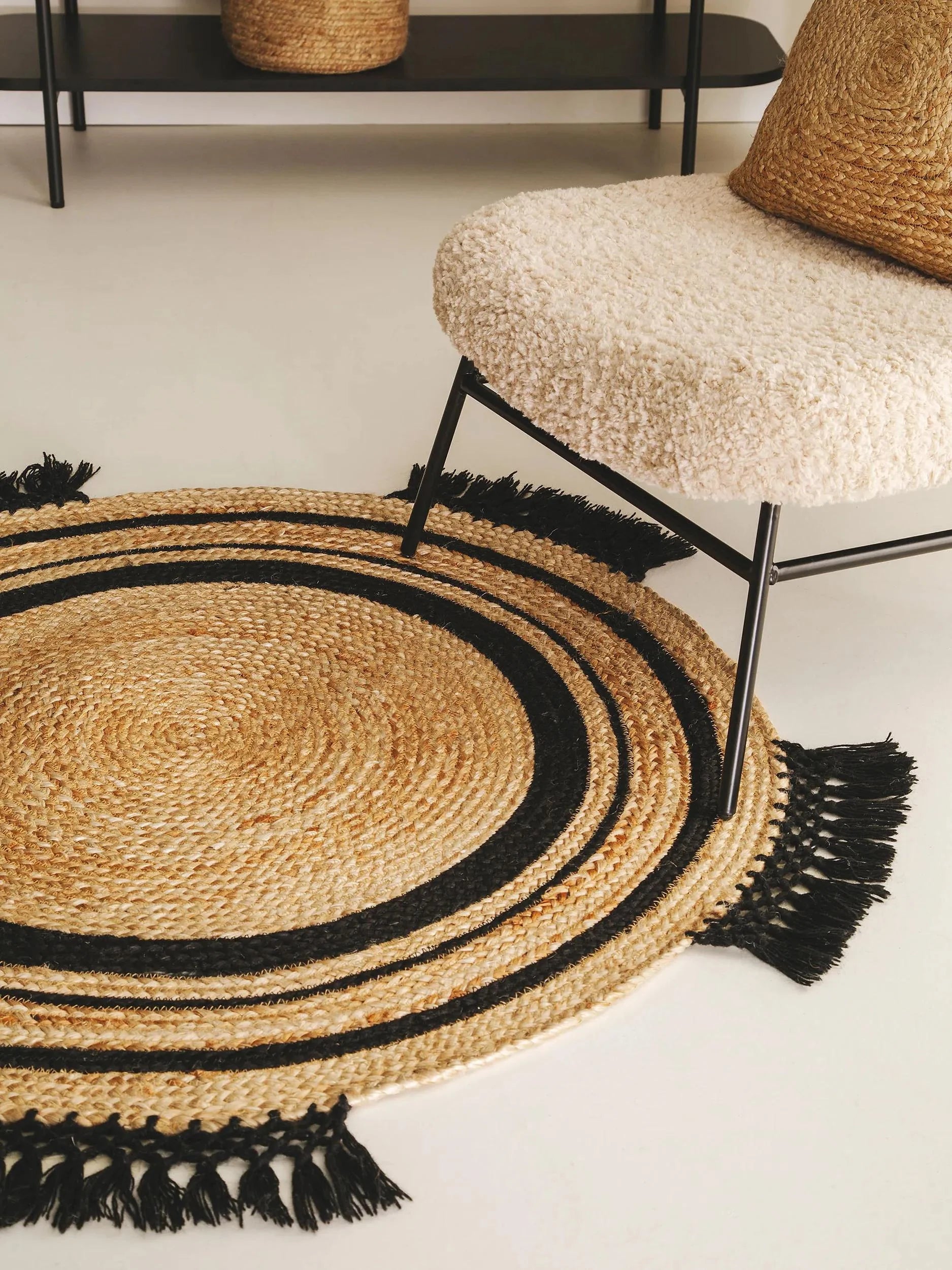 Covor iută Jutta Light Brown/Black 