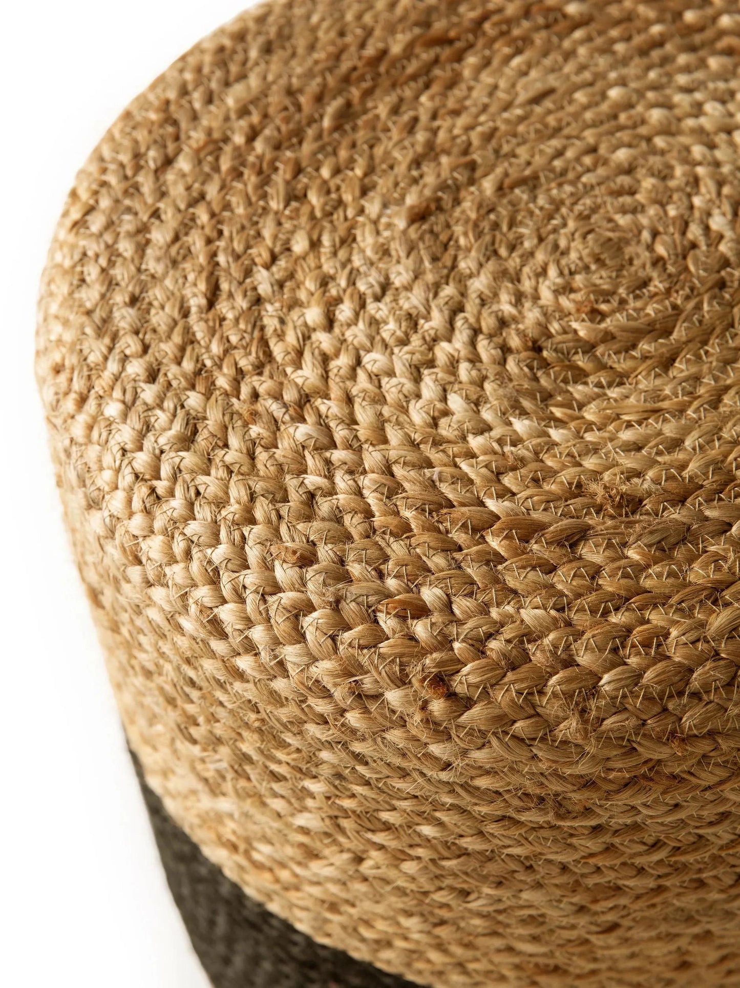 Handmade Jute Pouf/taburet Jutta Light Brown/Black