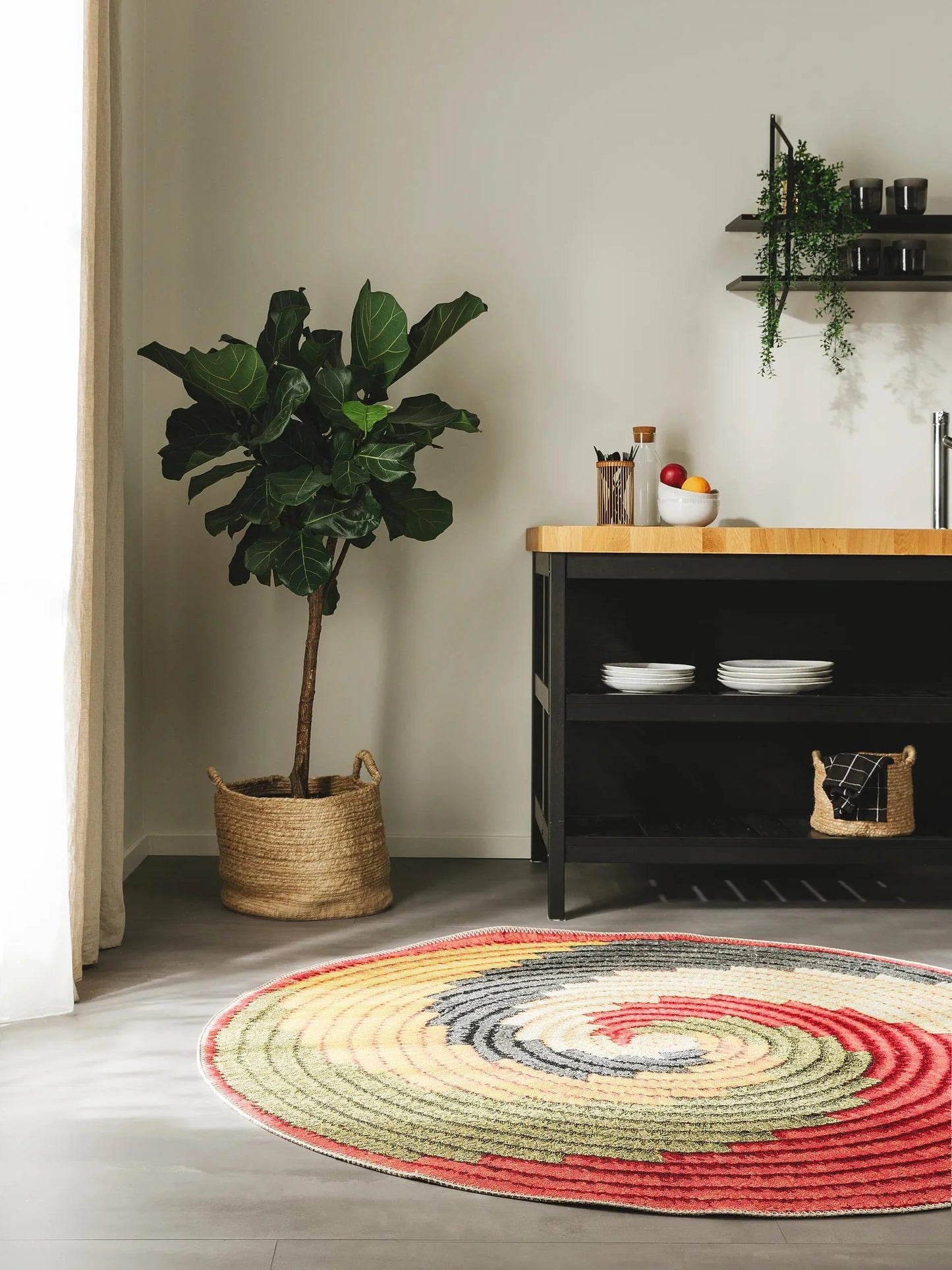 Covor rotund interior/exterior Kenya Multicolour 