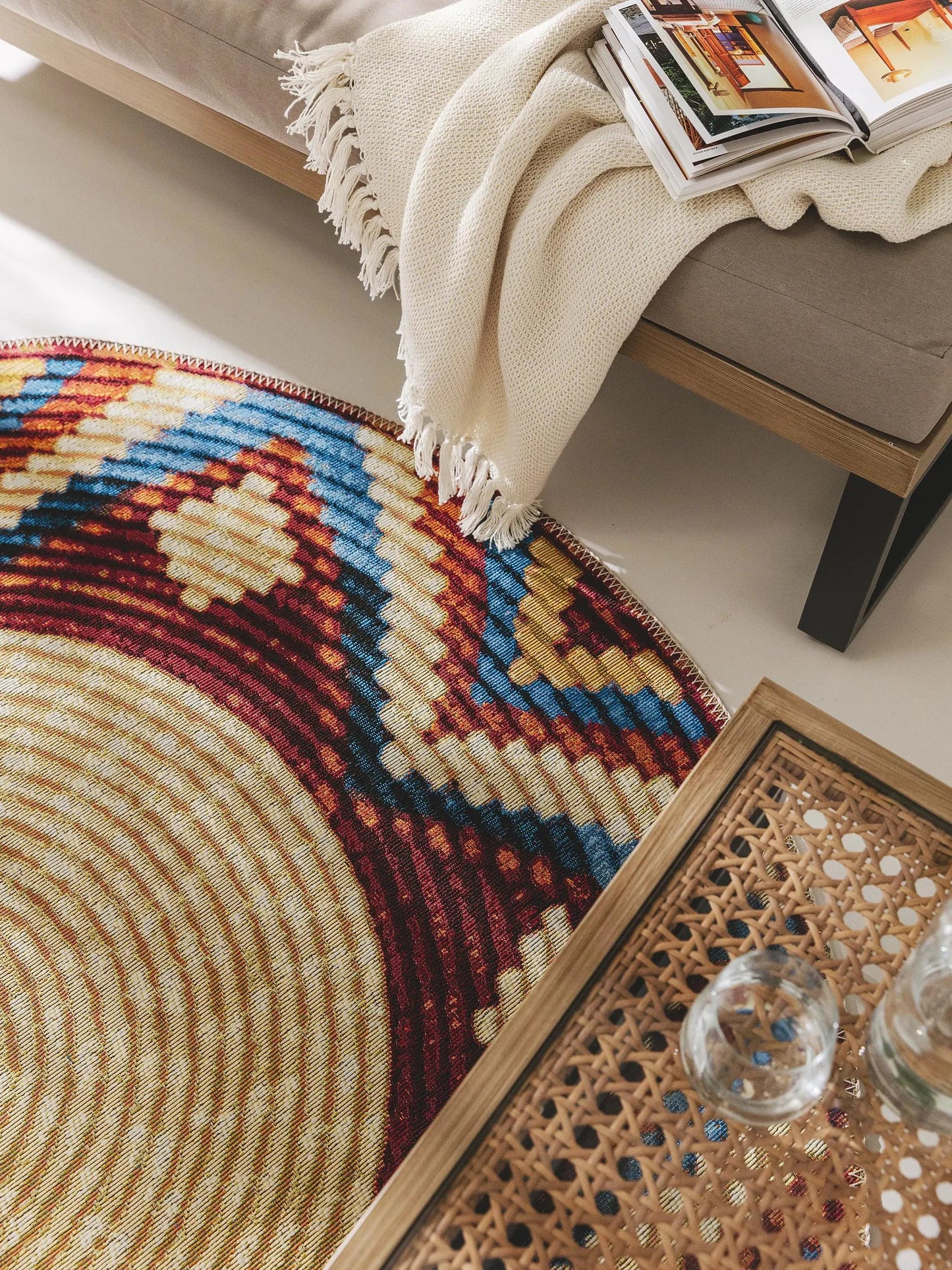 Covor rotund interior/exterior Kenya Multicolour