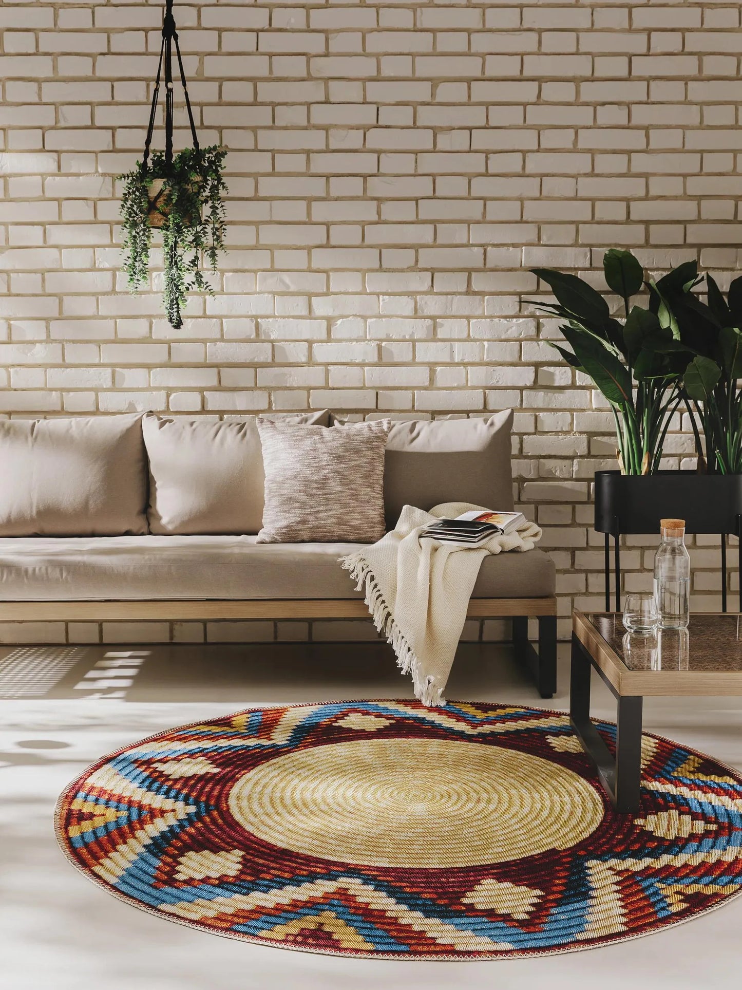 Covor rotund interior/exterior Kenya Multicolour