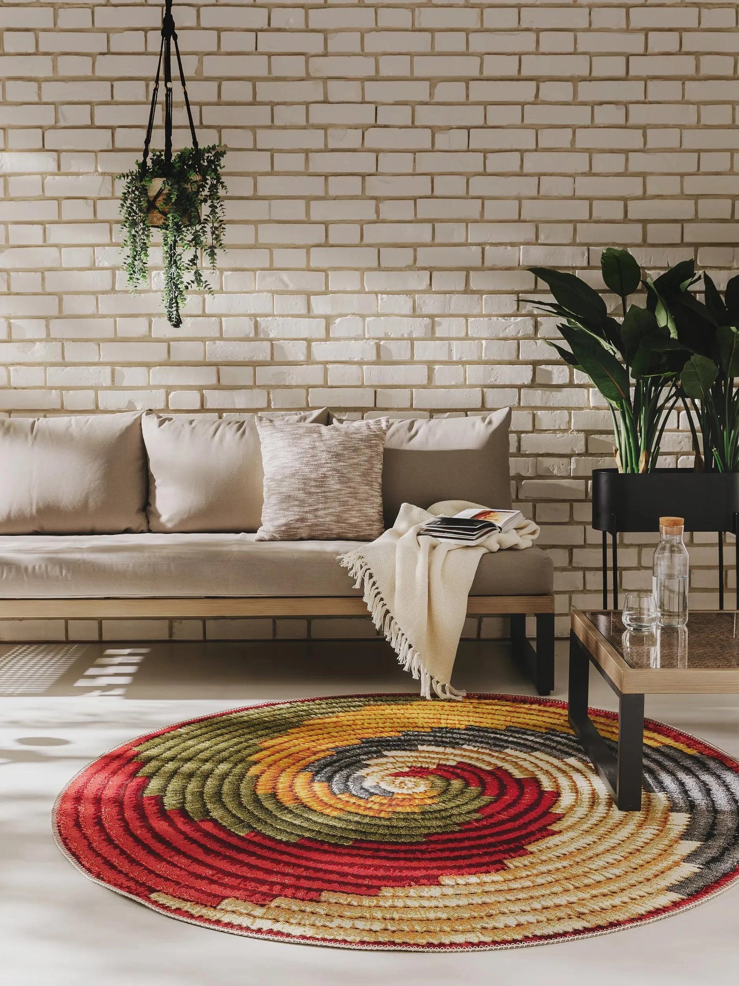 Covor rotund interior/exterior Kenya Multicolour
