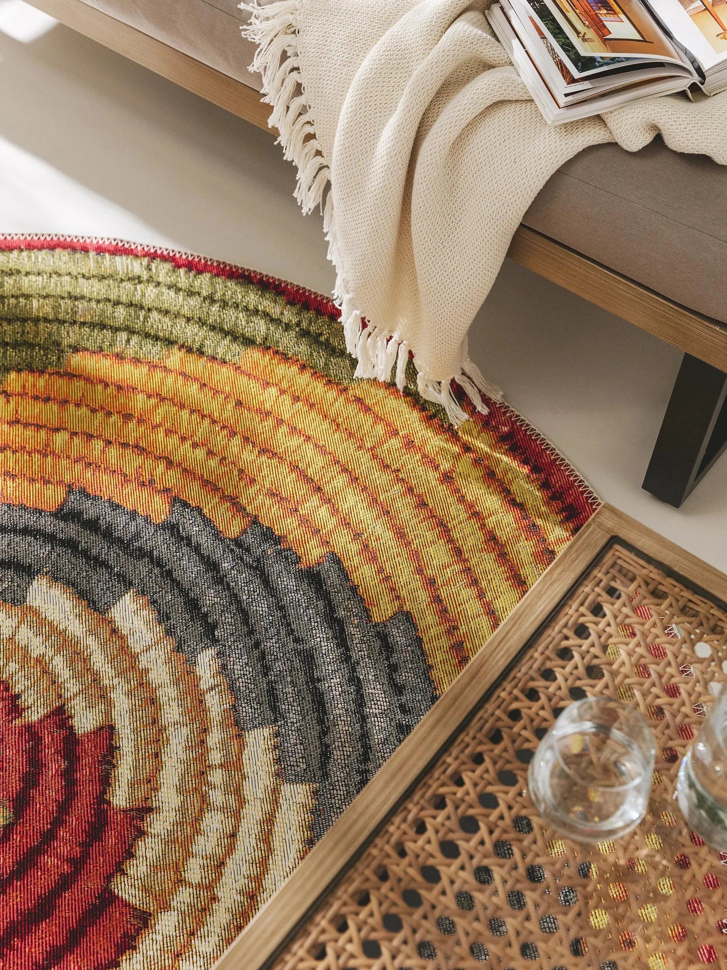 Covor rotund interior/exterior Kenya Multicolour