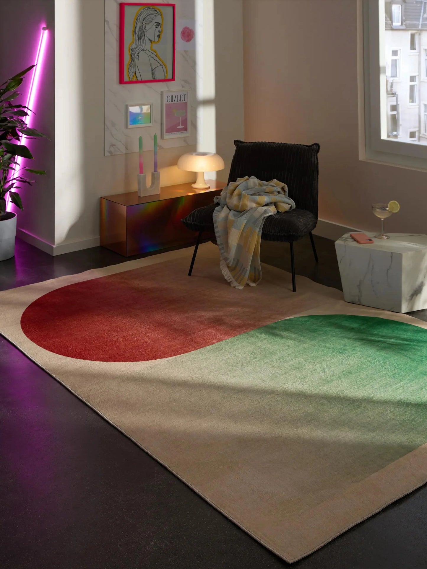 Covor lavabil Luna Beige/Red