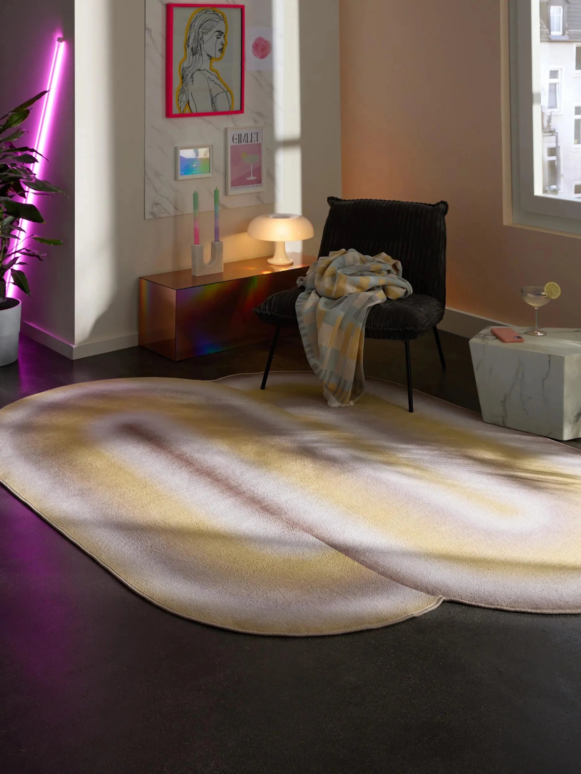 Covor lavabil Luna Yellow