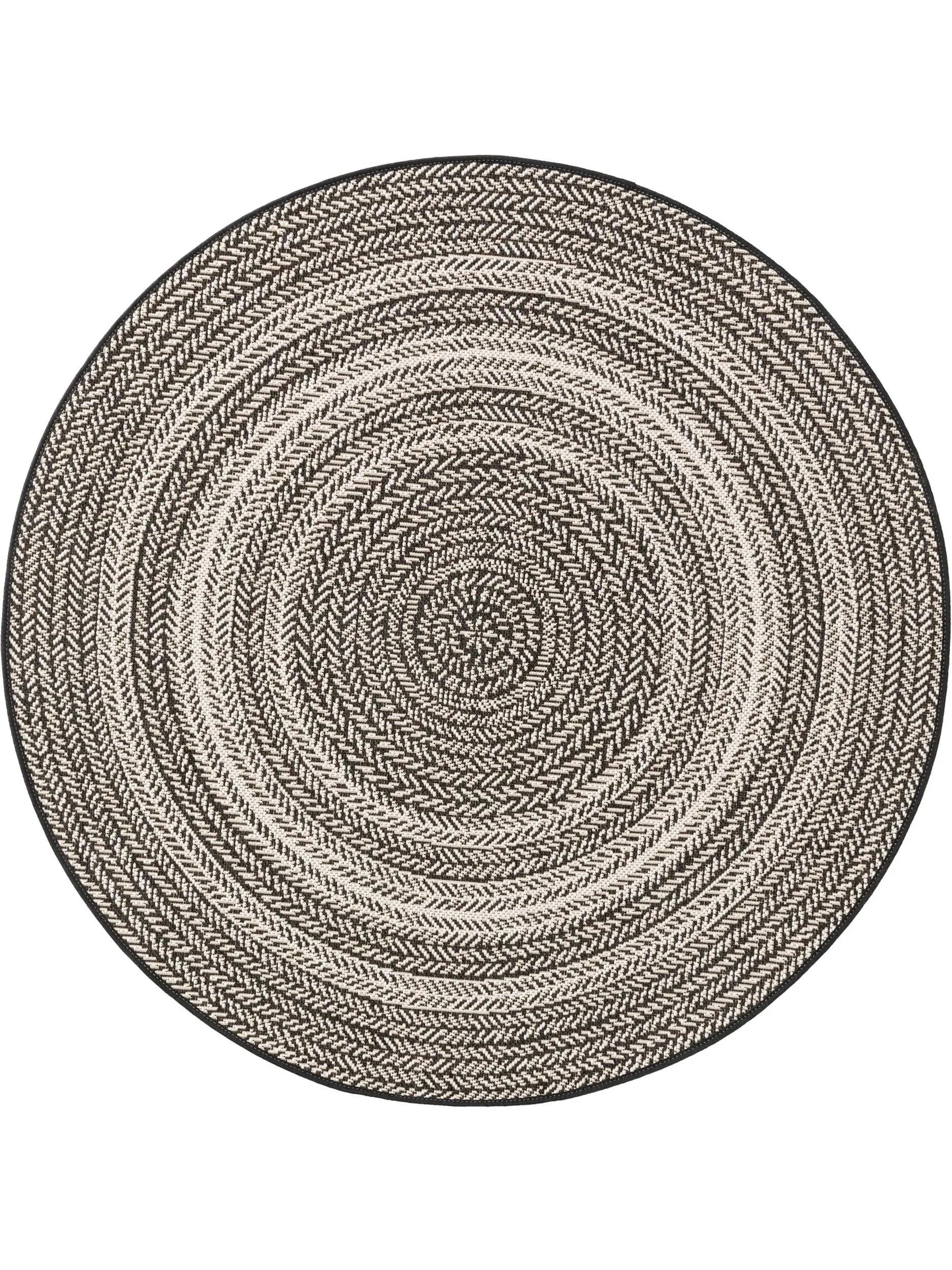 Covor rotund interior/exterior Metro Black/White