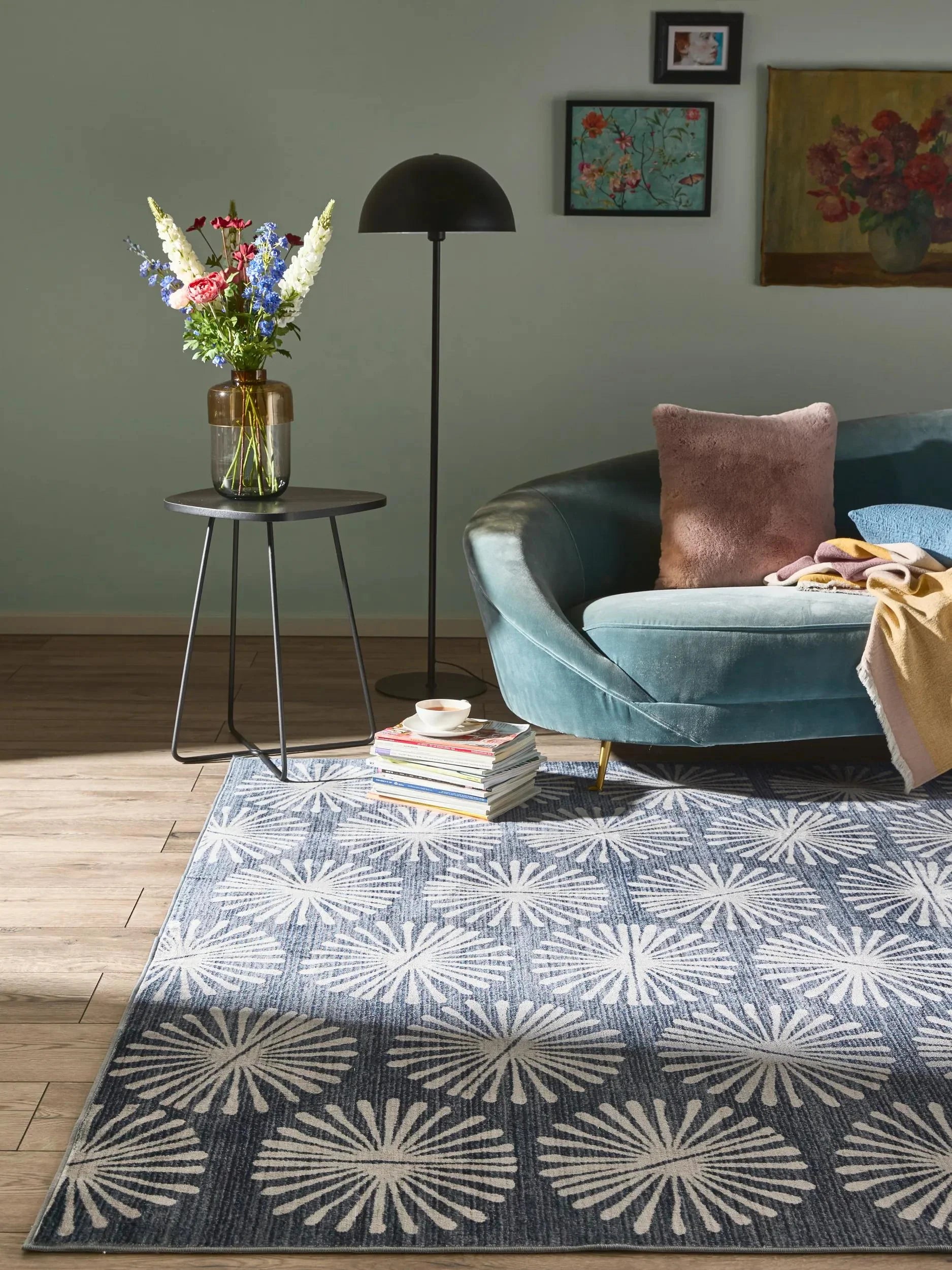 Covor lavabil Milly Charcoal/Blue 