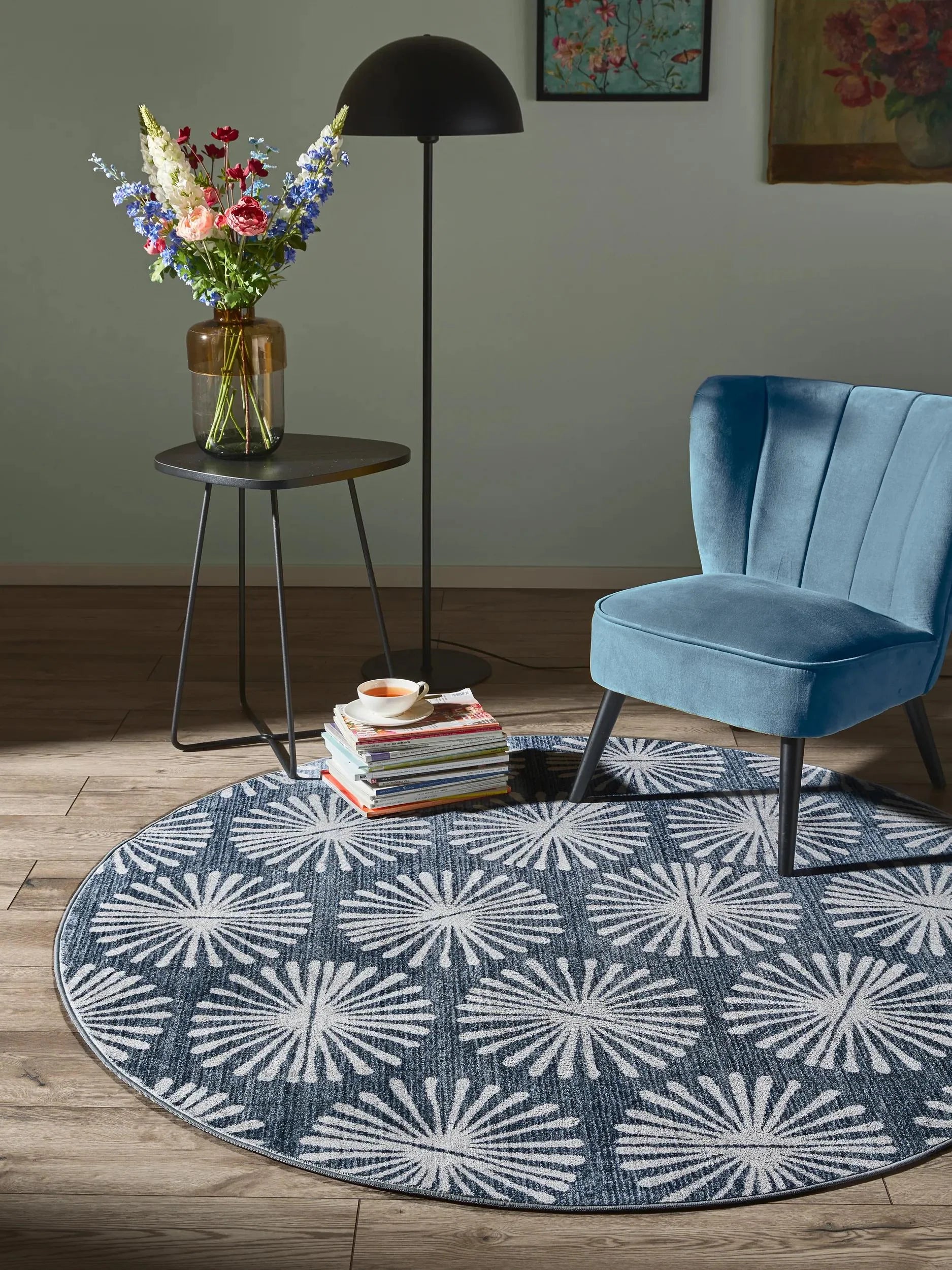 Covor lavabil Milly Charcoal/Blue 