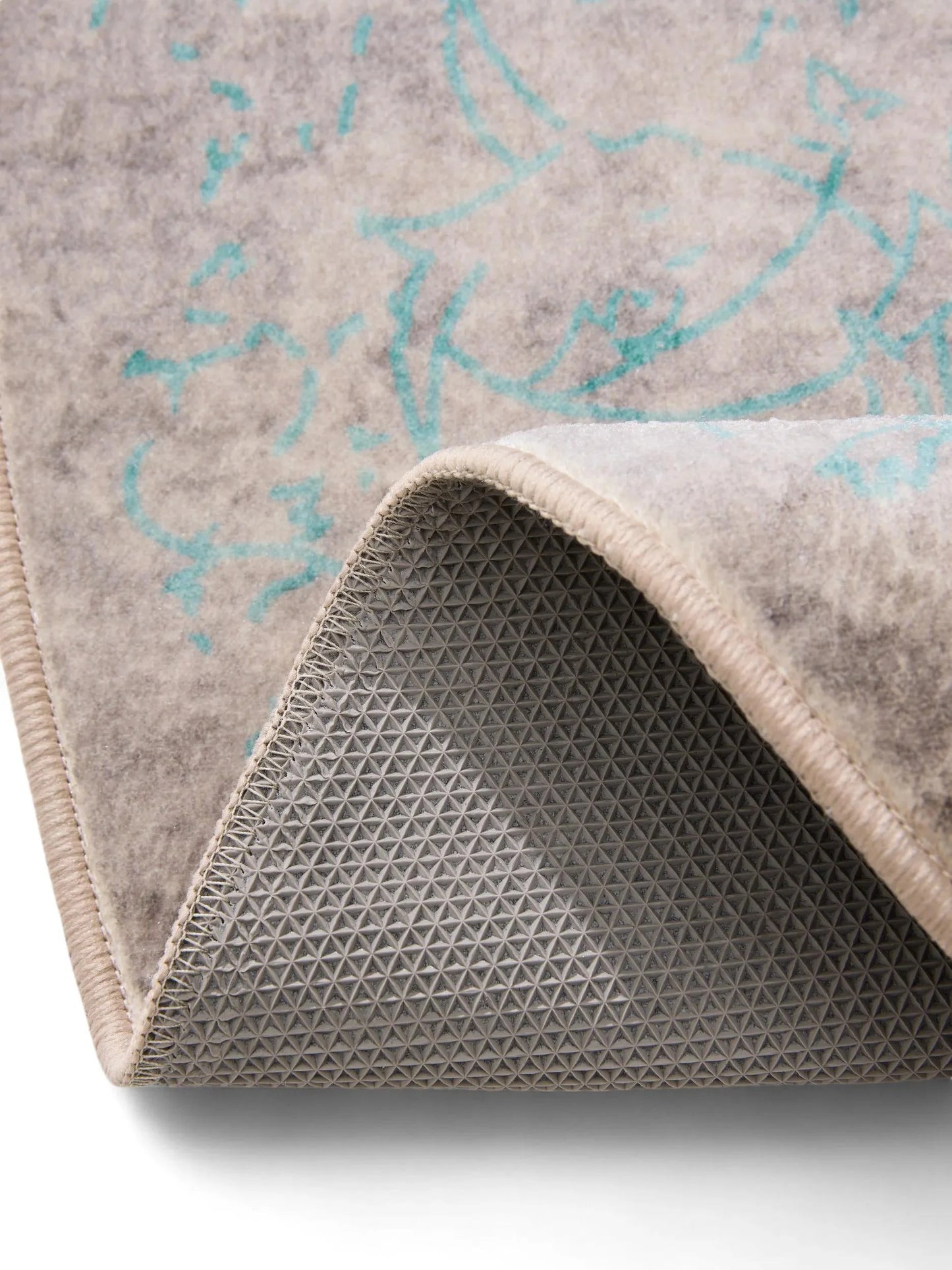 Covor lavabil Miray Grey/Turquoise 