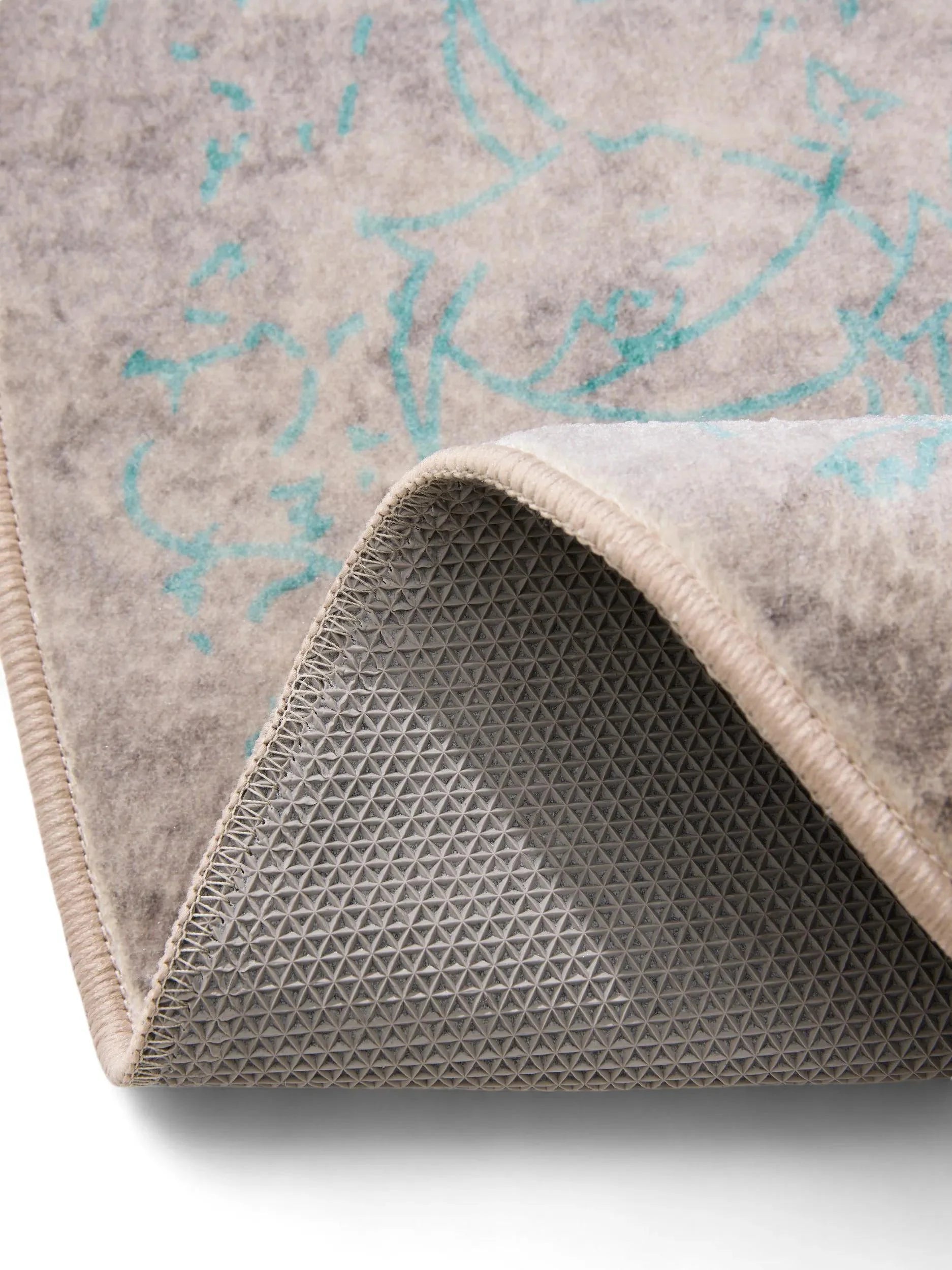 Covor lavabil Miray Grey/Turquoise 
