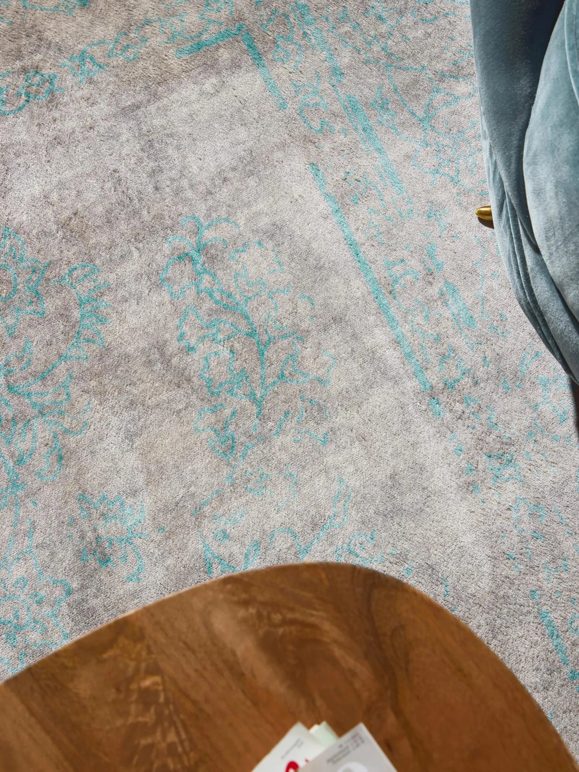 Covor lavabil Miray Grey/Turquoise